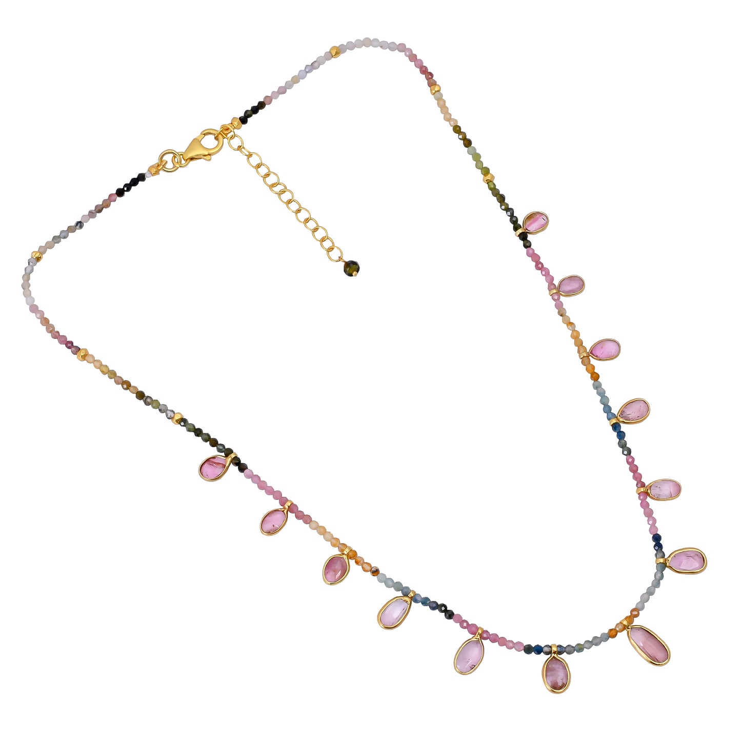 Silver Gold Plated Tourmaline Necklace