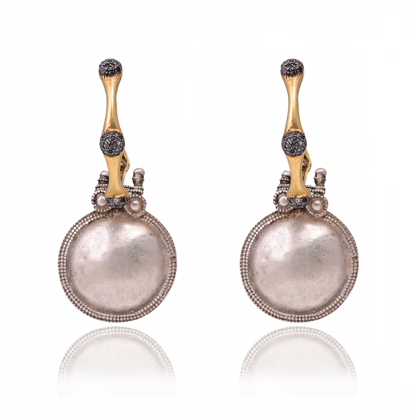 Handcrafted Silver Oxidised Zircon Earring