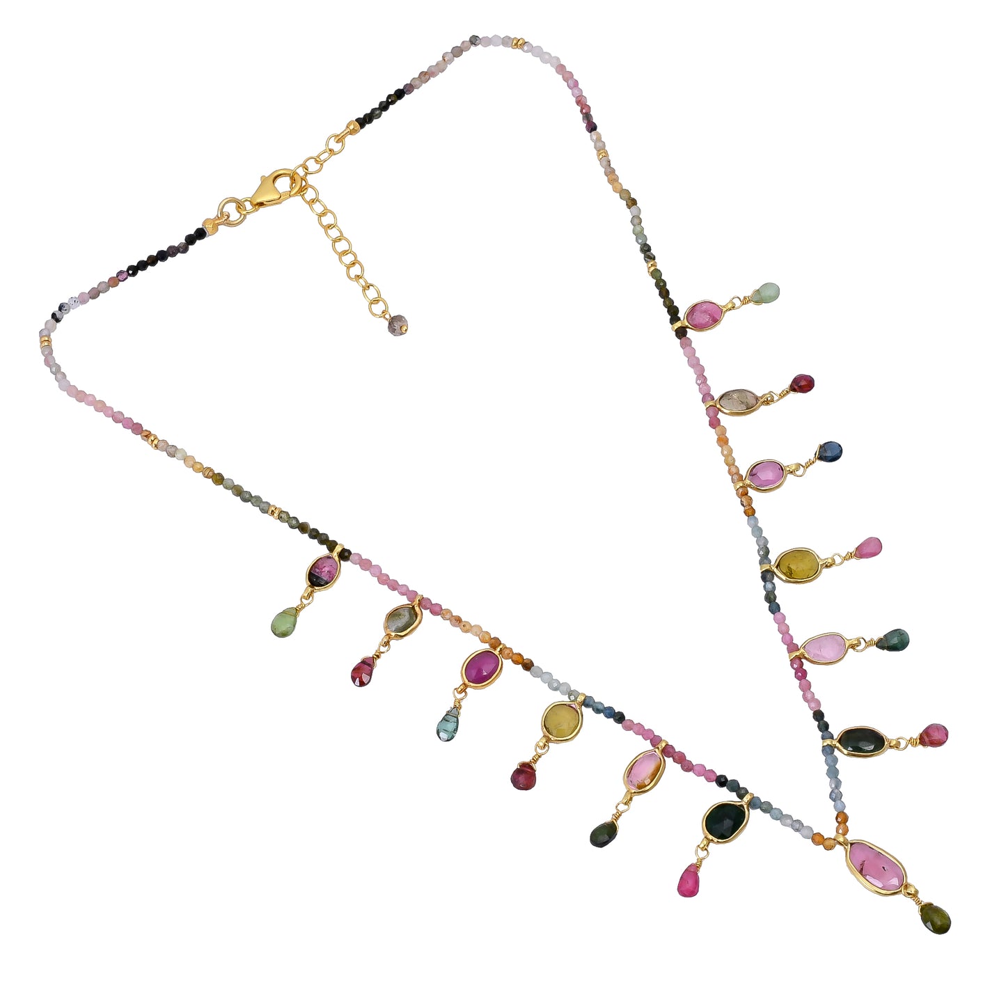 Silver Gold Plated Tourmaline Necklace
