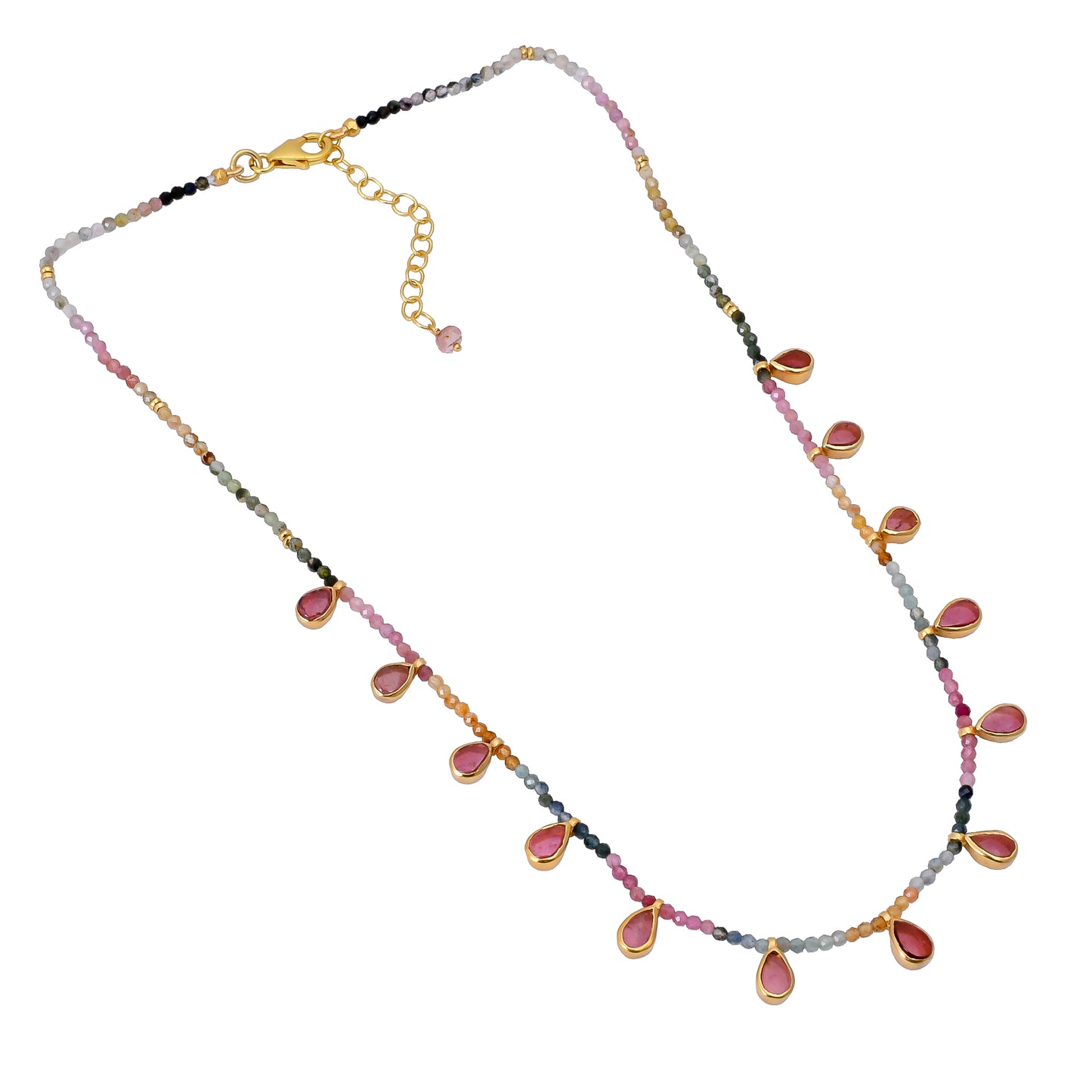Silver Gold Plated Tourmaline Necklace