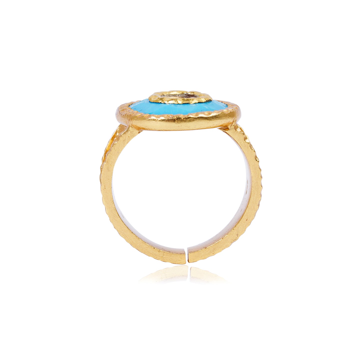 Silver Turquoise / Diamond with 24kt Gold Jadai Ring