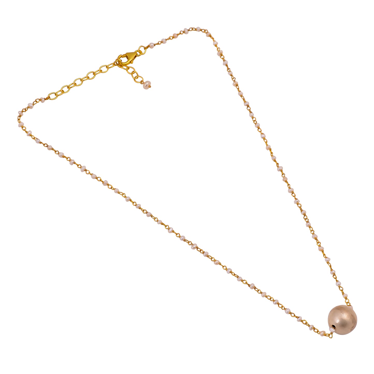 925 Silver Gold Plated Handcrafted Pearl Necklace