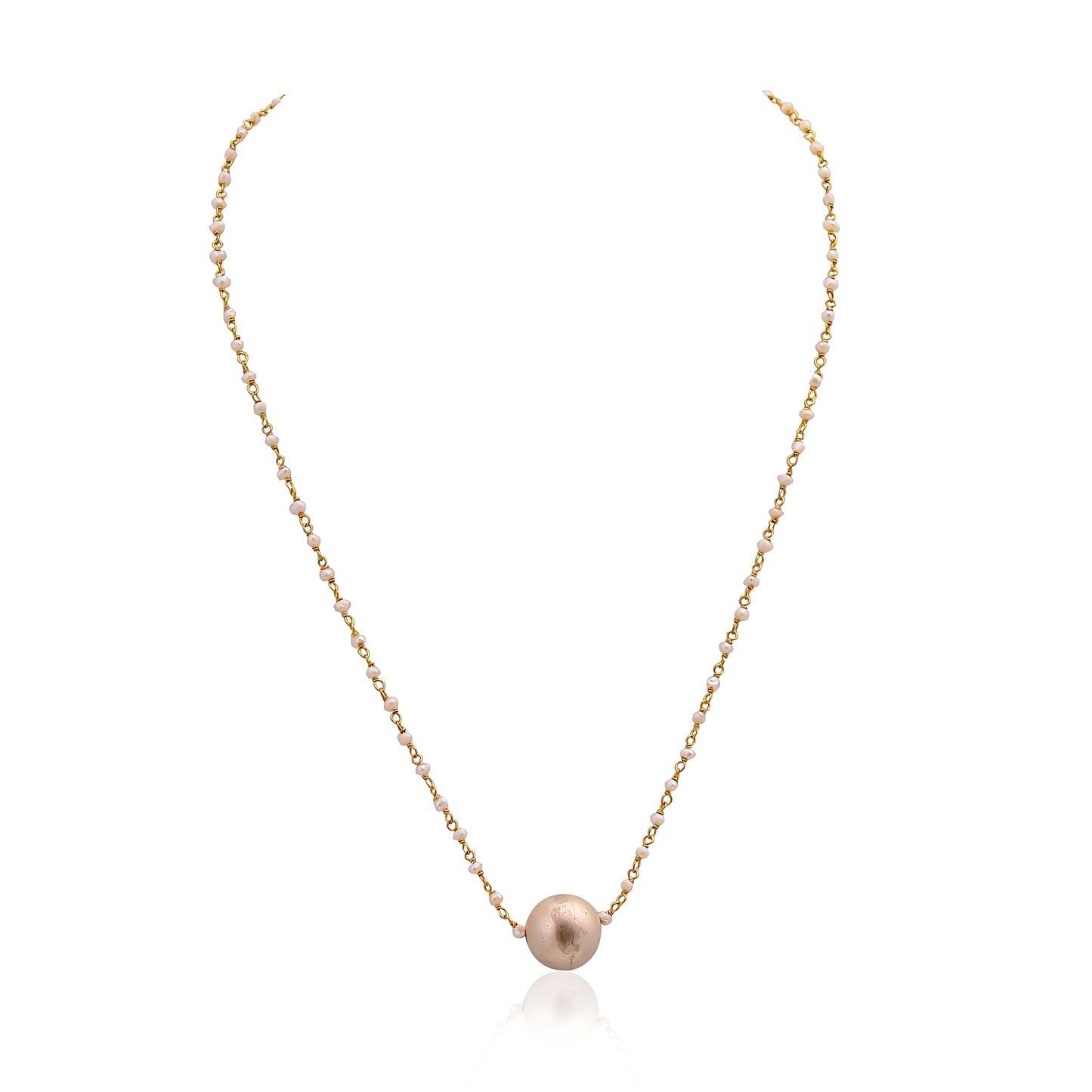 925 Silver Gold Plated Handcrafted Pearl Necklace