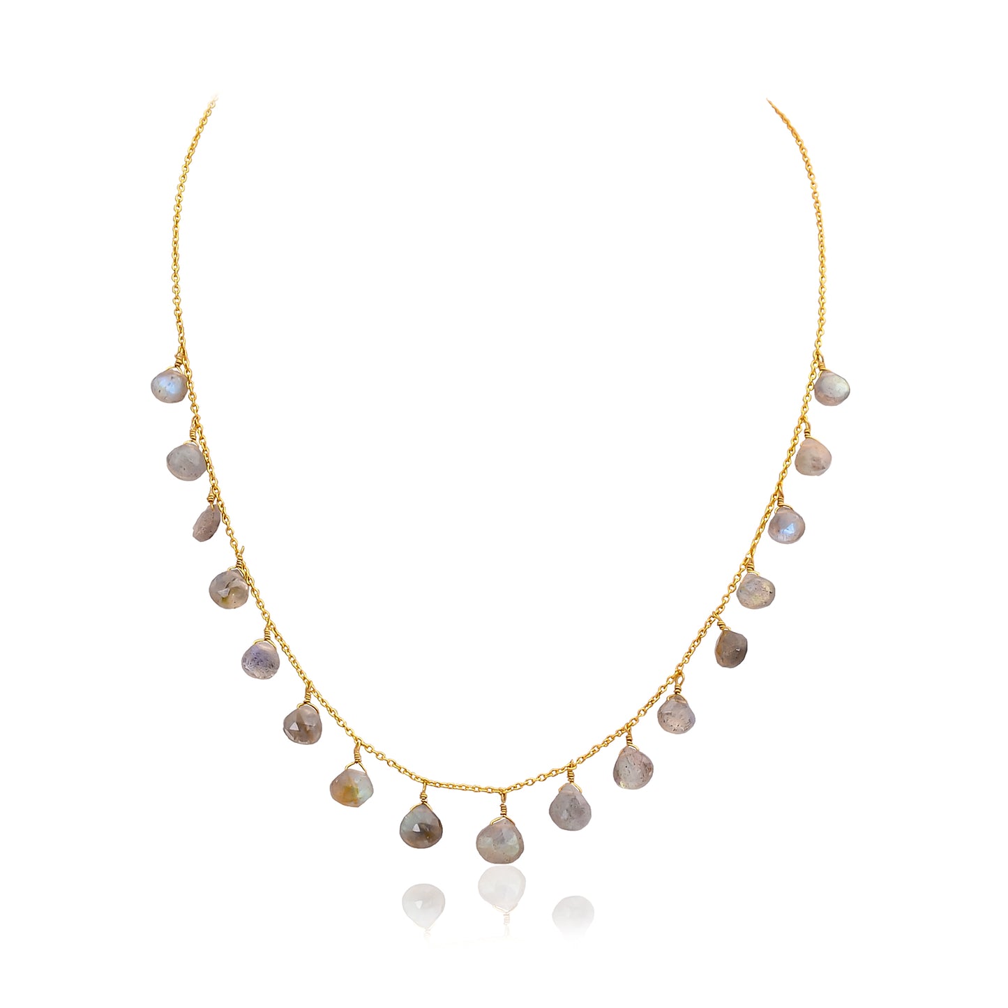 925 silver gold plated Labradorite Necklace