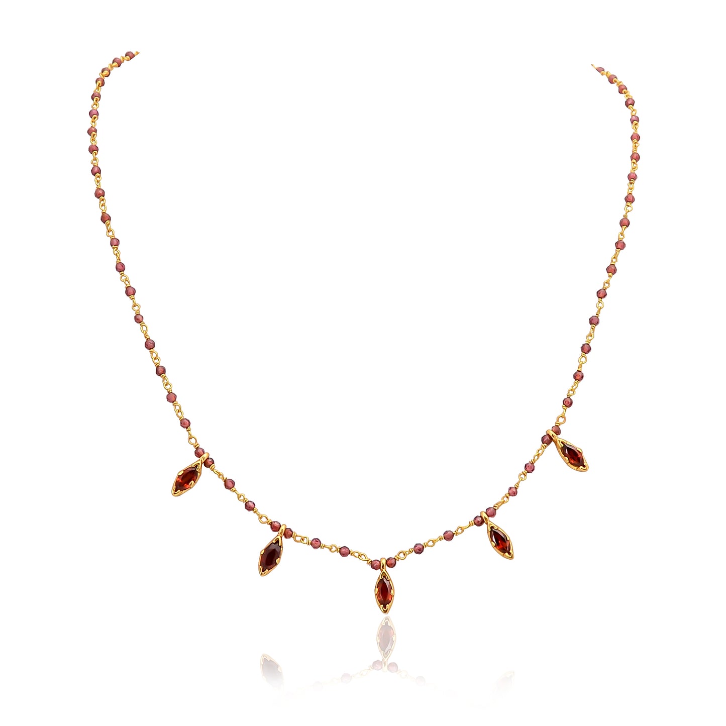 925 Silver Gold Plated Garnet Gemstone Necklace