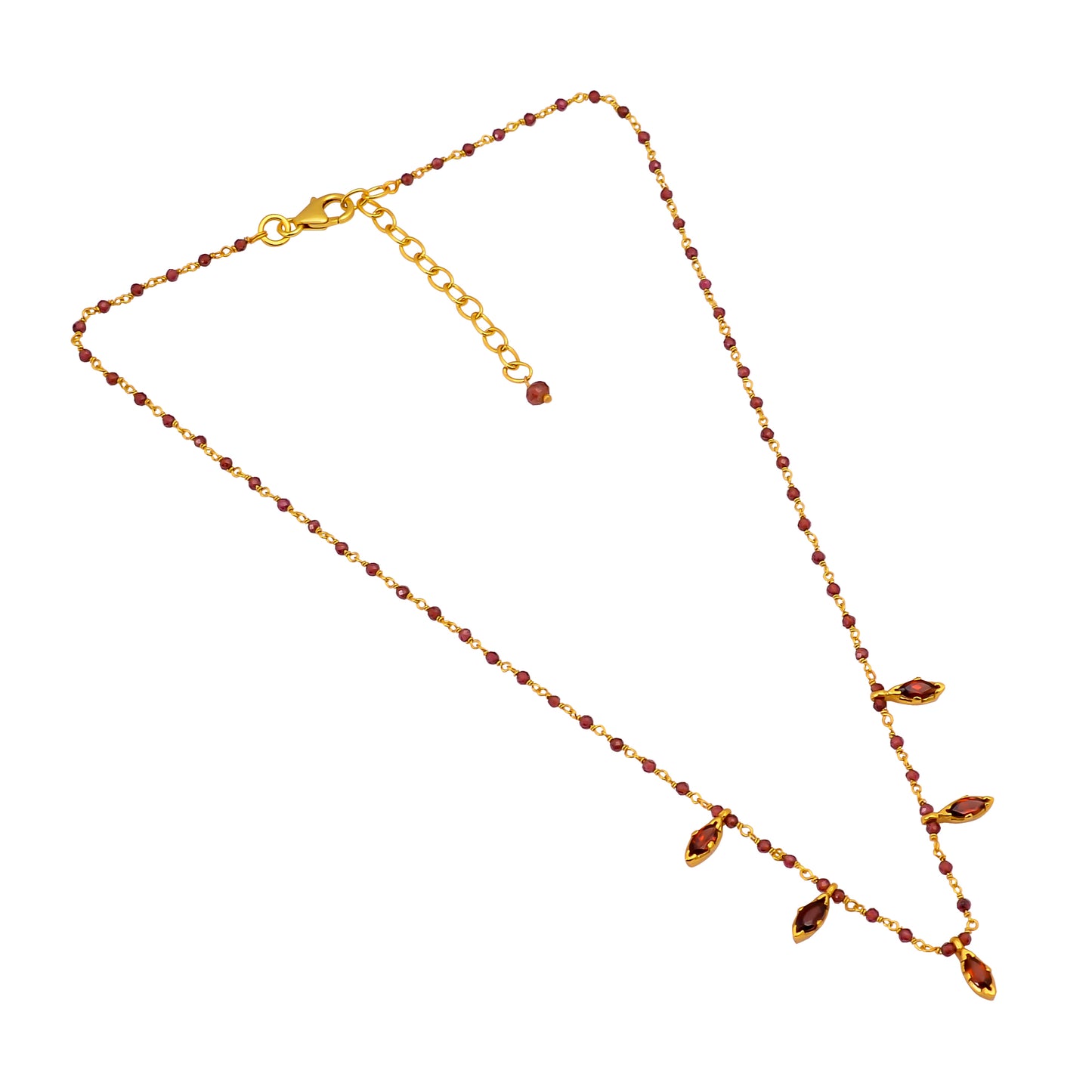 925 Silver Gold Plated Garnet Gemstone Necklace