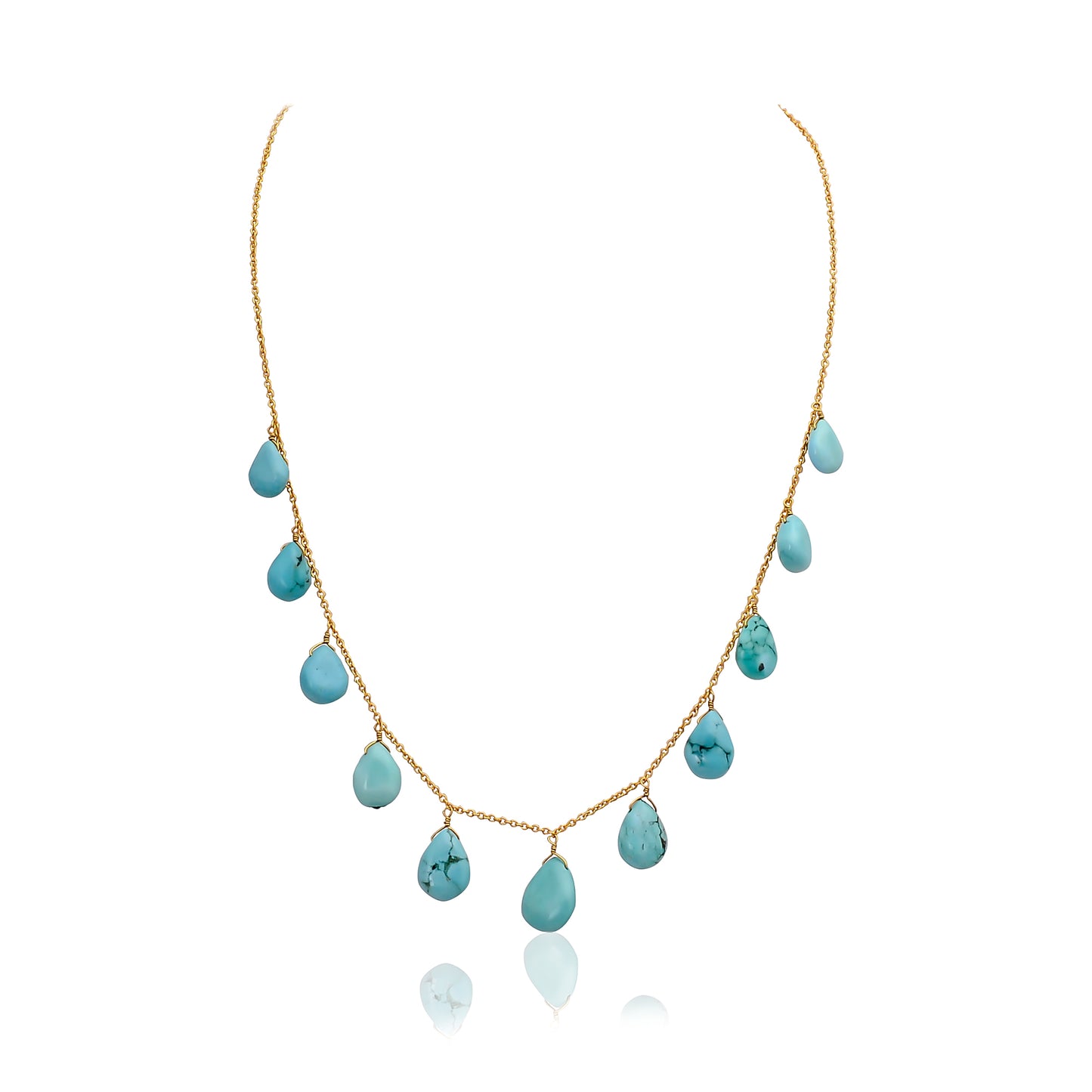 Handmade 925 Silver Gold Plated Turquoise Necklace