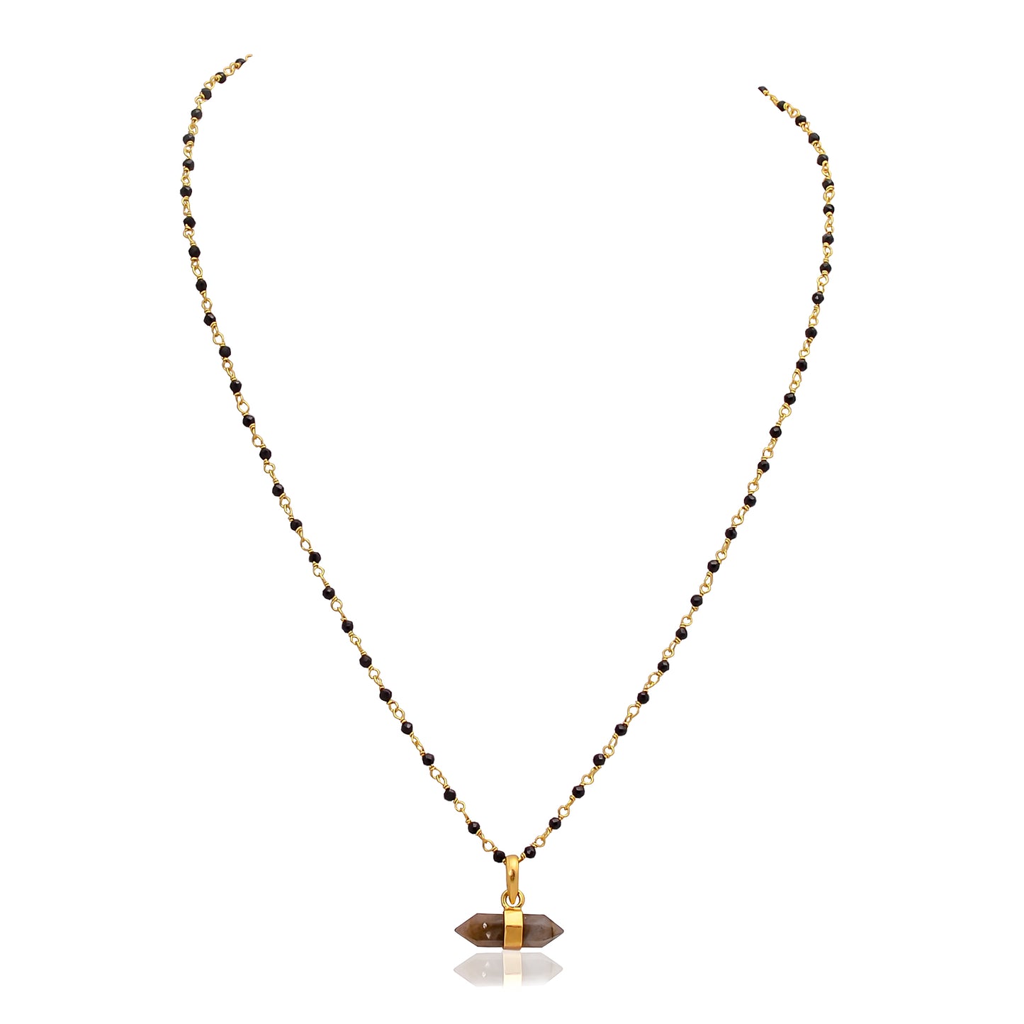 Silver Gold Plated Black-Onyx / Labradorite Pendant Necklace