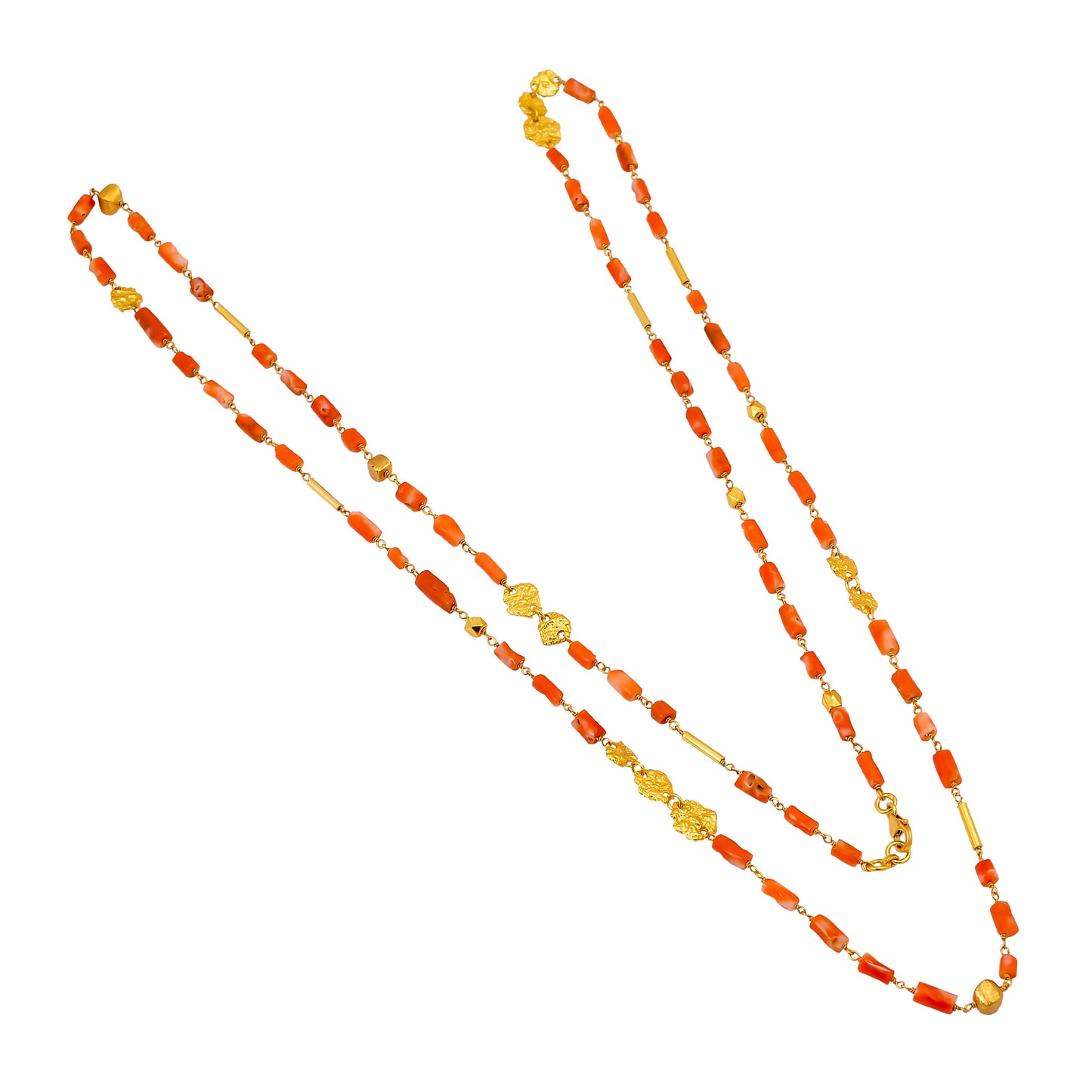 Handcrafted 925 Sterling Silver Gold-Plated Coral Necklace