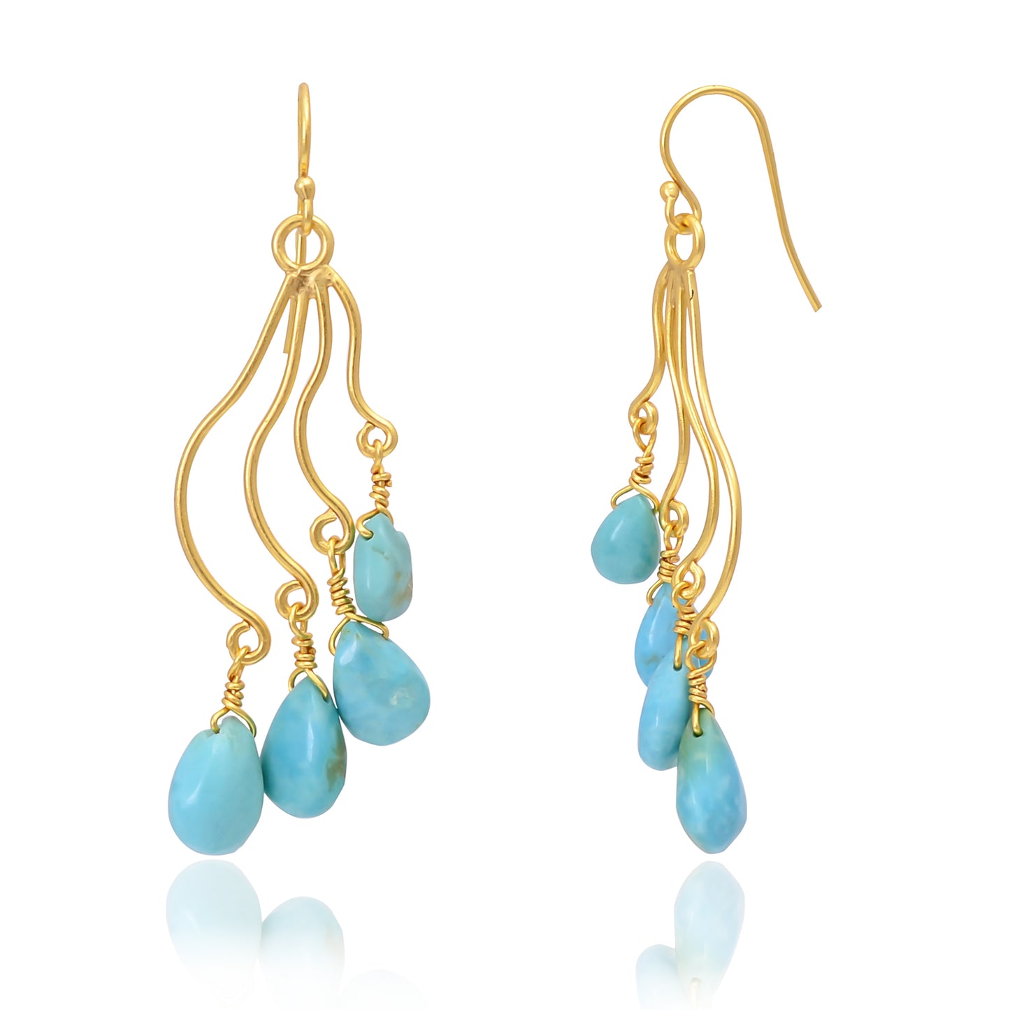 Silver Gold Plated Turquoise Earring