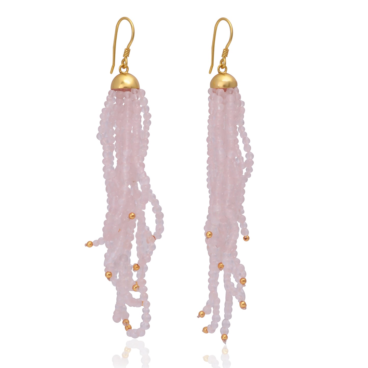 Silver Gold Plated Rose Quartz Earring