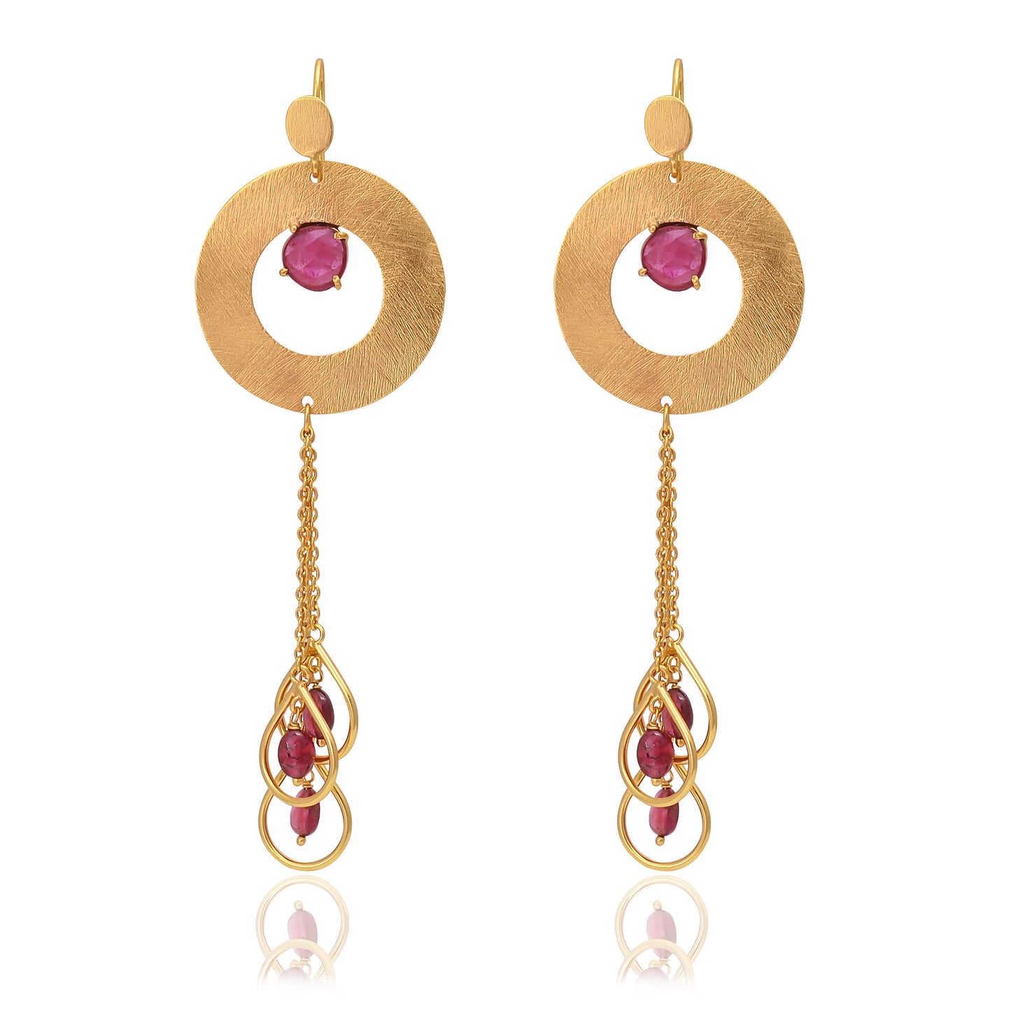 Silver Gold Plated Ruby Earrings