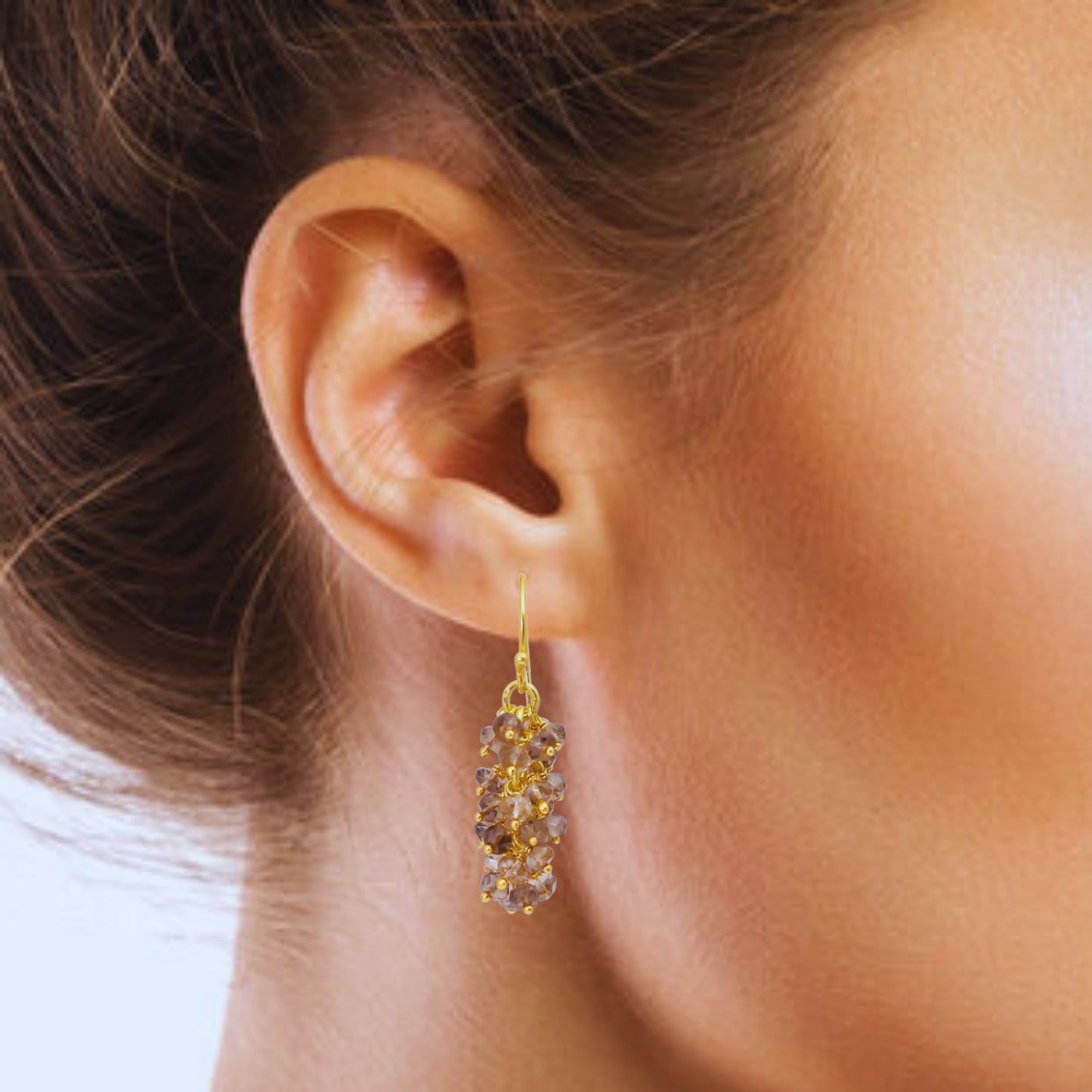 Silver Gold Plated Smoky Quartz Earring