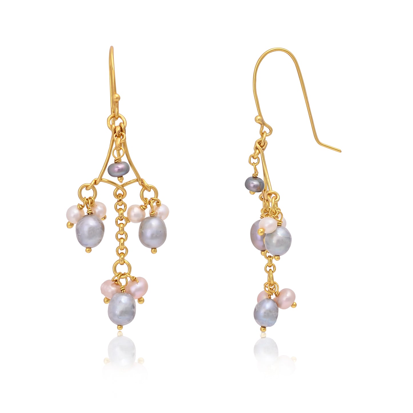 Silver Gold Plated Pearl Earring