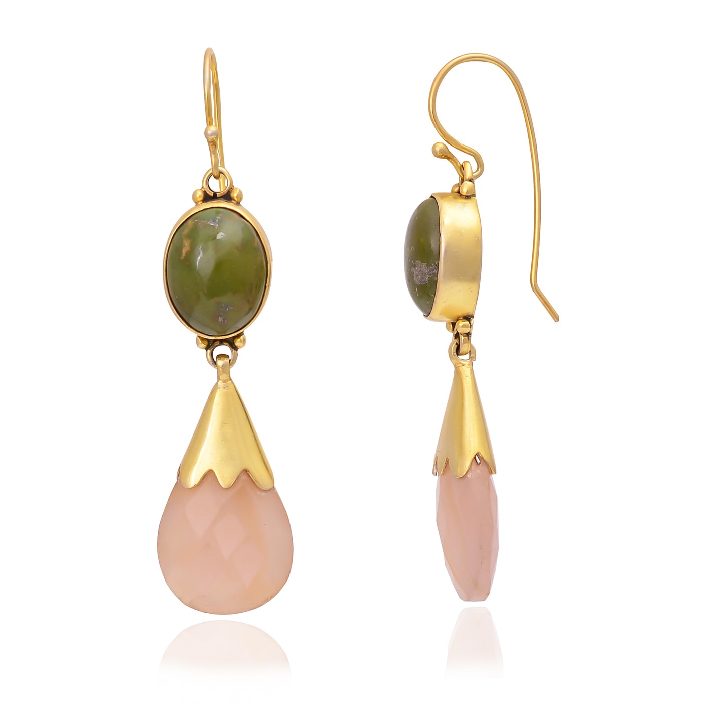 Silver Gold Plated Turquoise and Chalcedony Earring