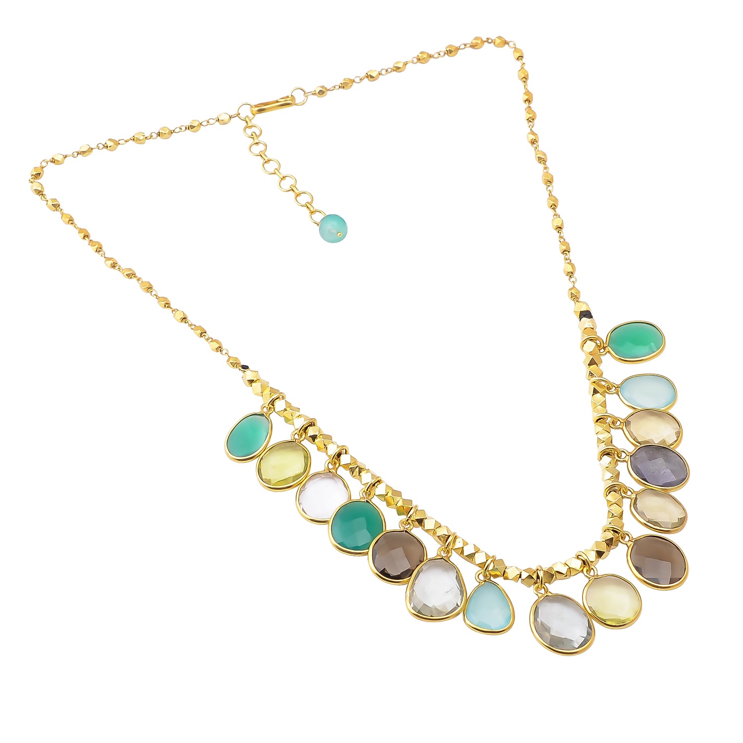Buy Indian Handcrafted Silver Gold Plated Multi Stone Pendants Necklace