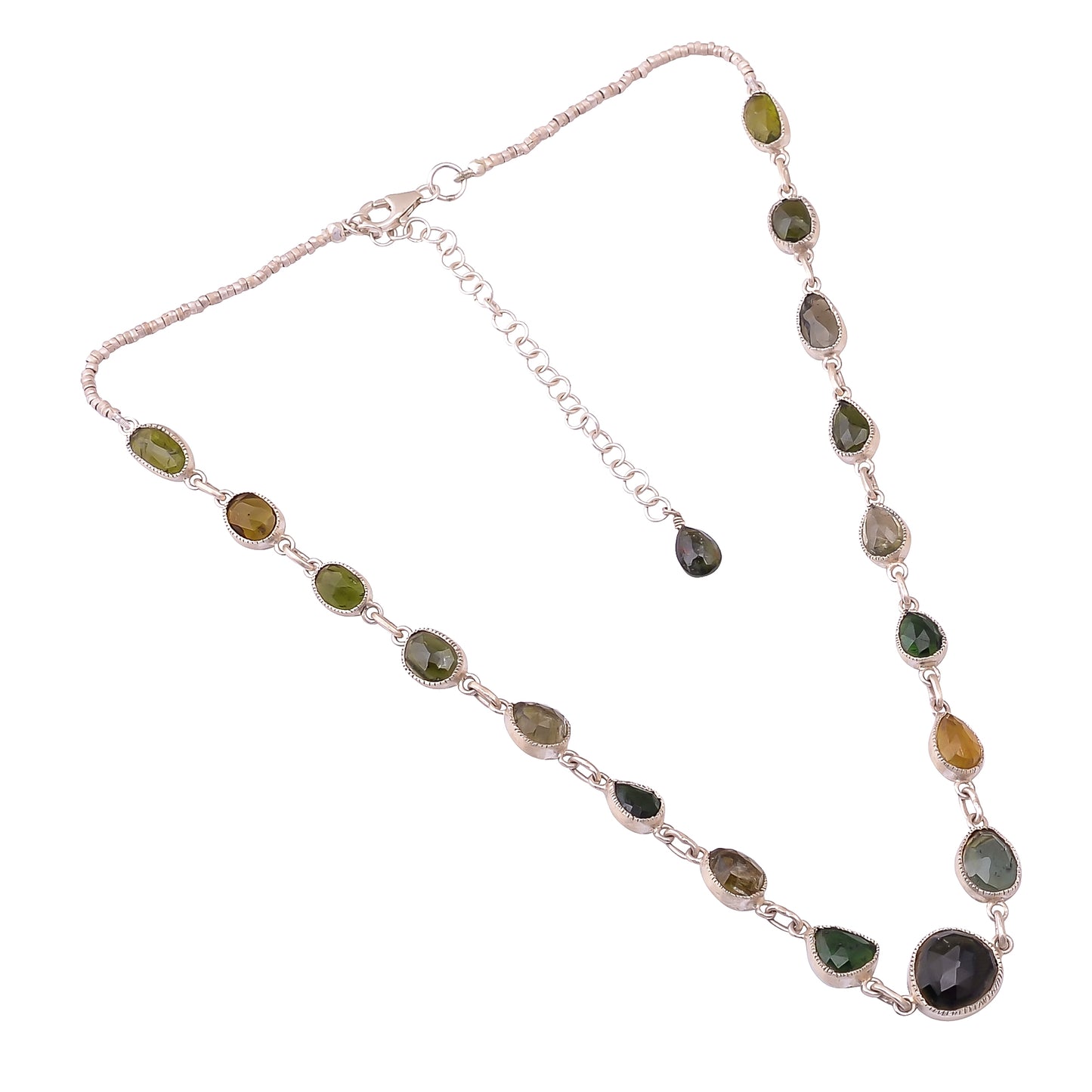 Buy Indian Handmade Silver Multi Tourmaline Necklace