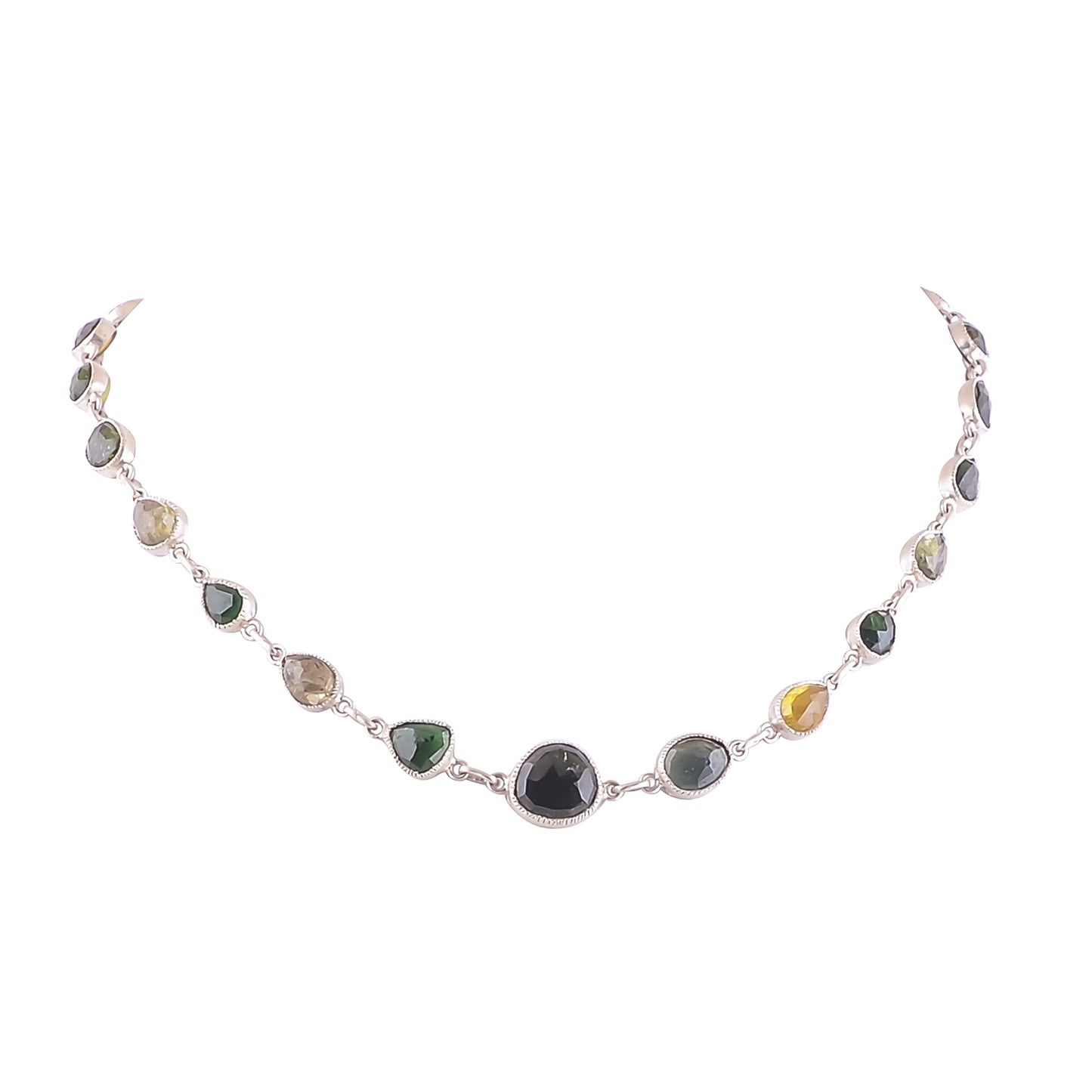Buy Indian Handmade Silver Multi Tourmaline Necklace