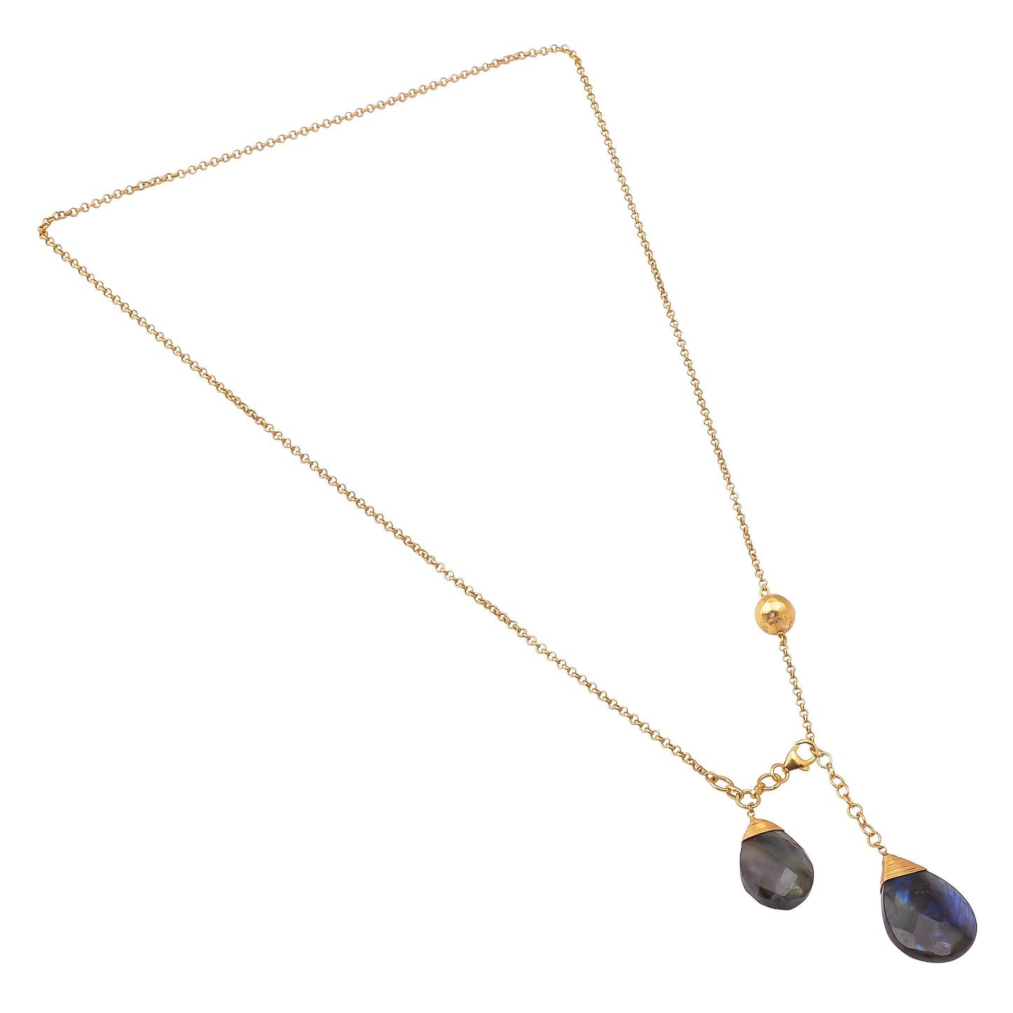 Buy Indian Handcrafted Silver Gold Plated Labrodarite Badam Necklace