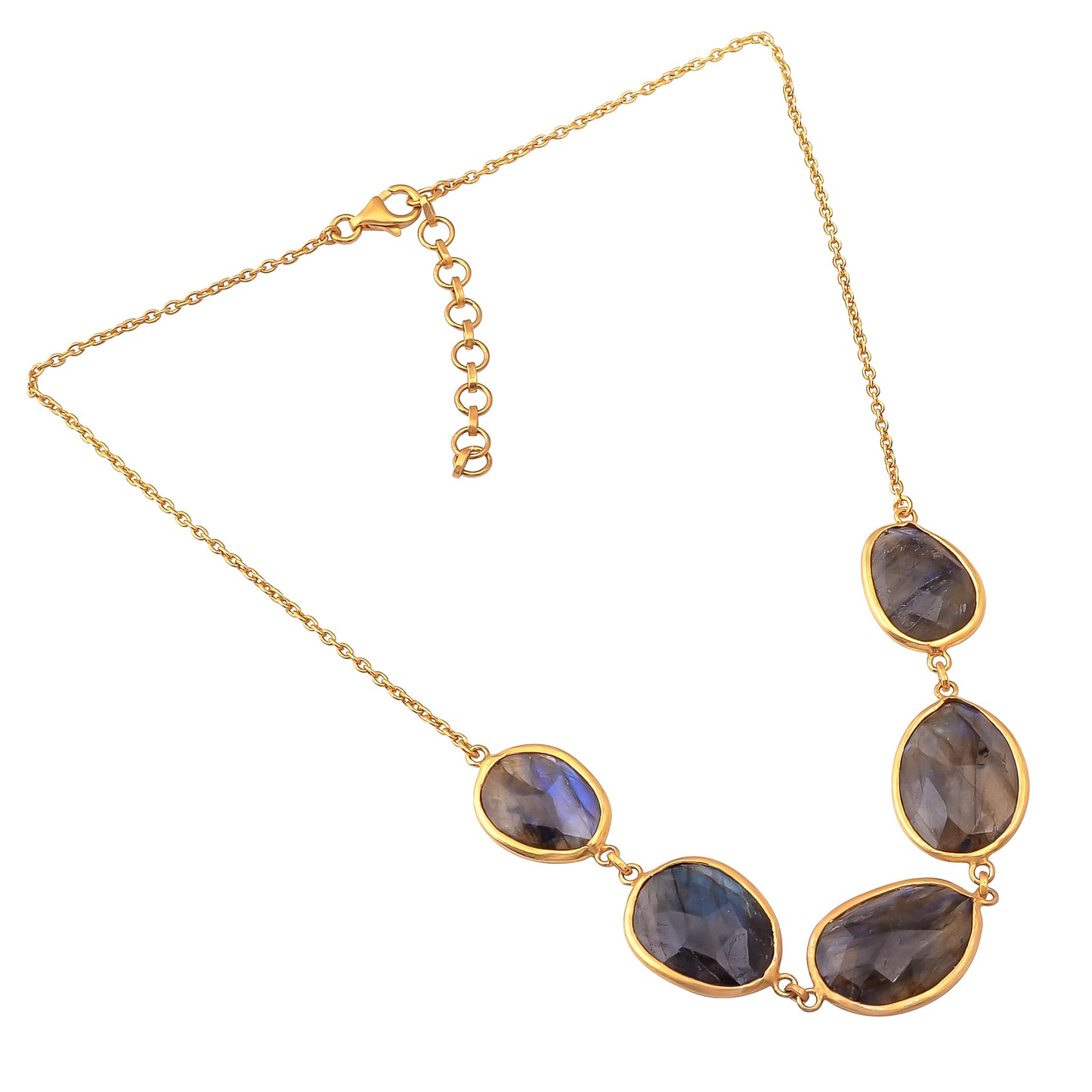 Buy Indian Handmade Silver Gold Plated Labrodarite Necklace