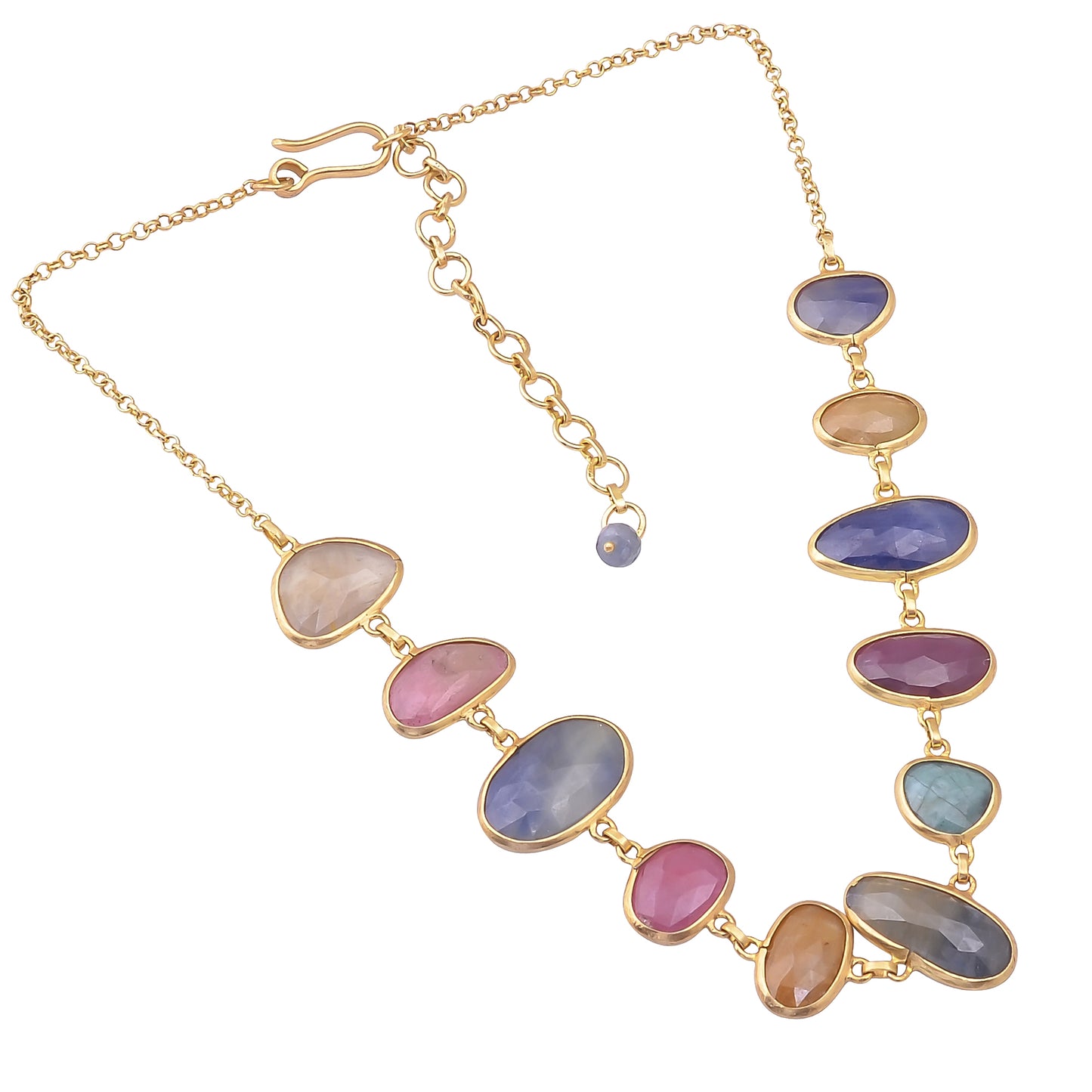 Buy Indian Handmade Silver Gold Plated Multi Sapphire Necklace