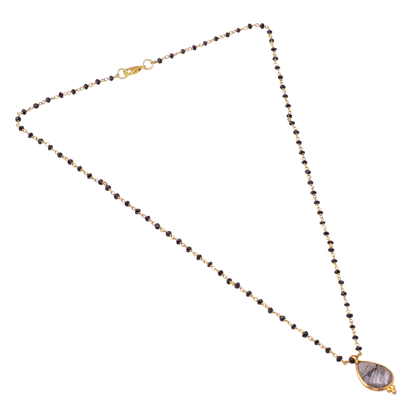 Buy Handmade Silver Gold Plated Black Rotile Pendant/black Onyx Necklace