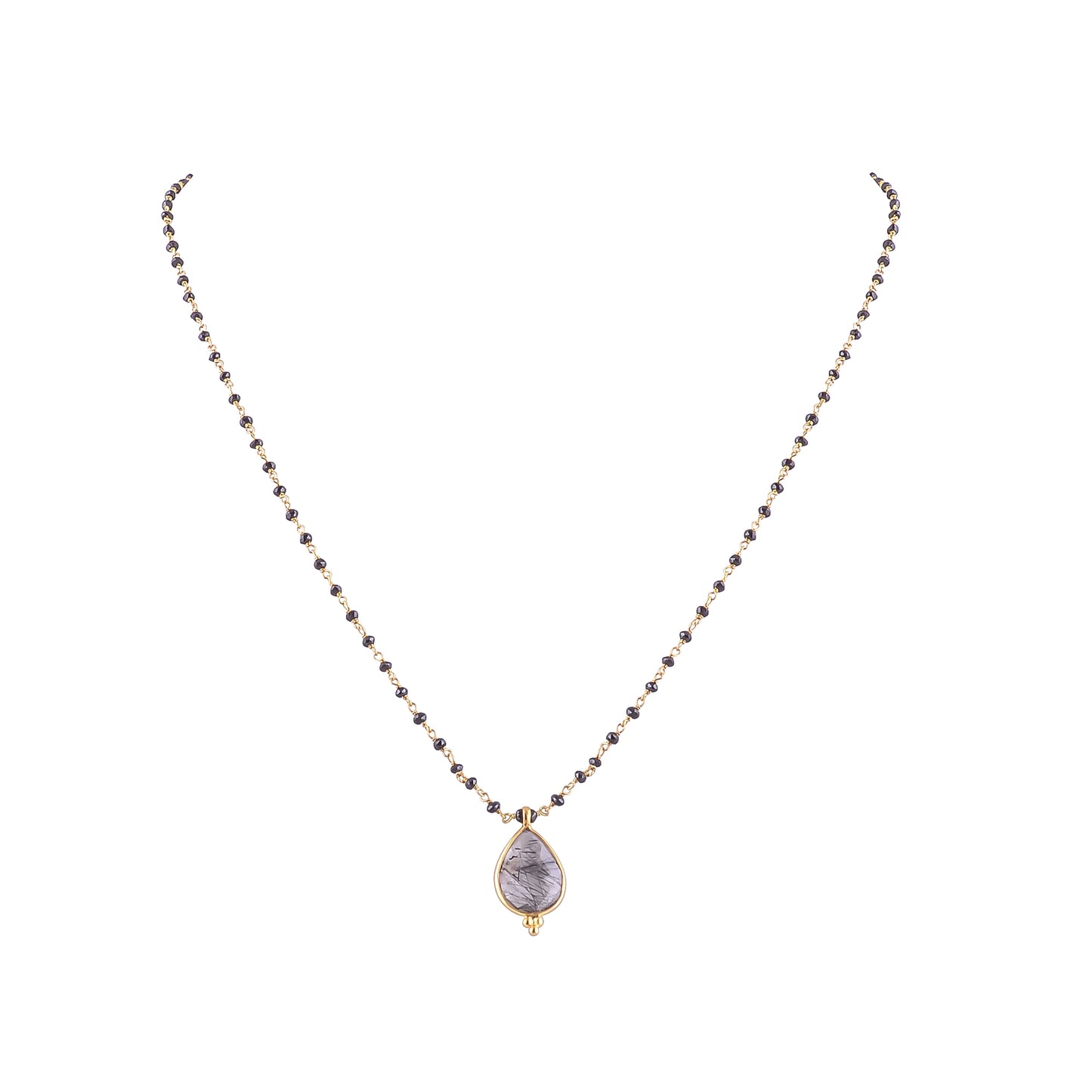 Buy Handmade Silver Gold Plated Black Rotile Pendant/black Onyx Necklace