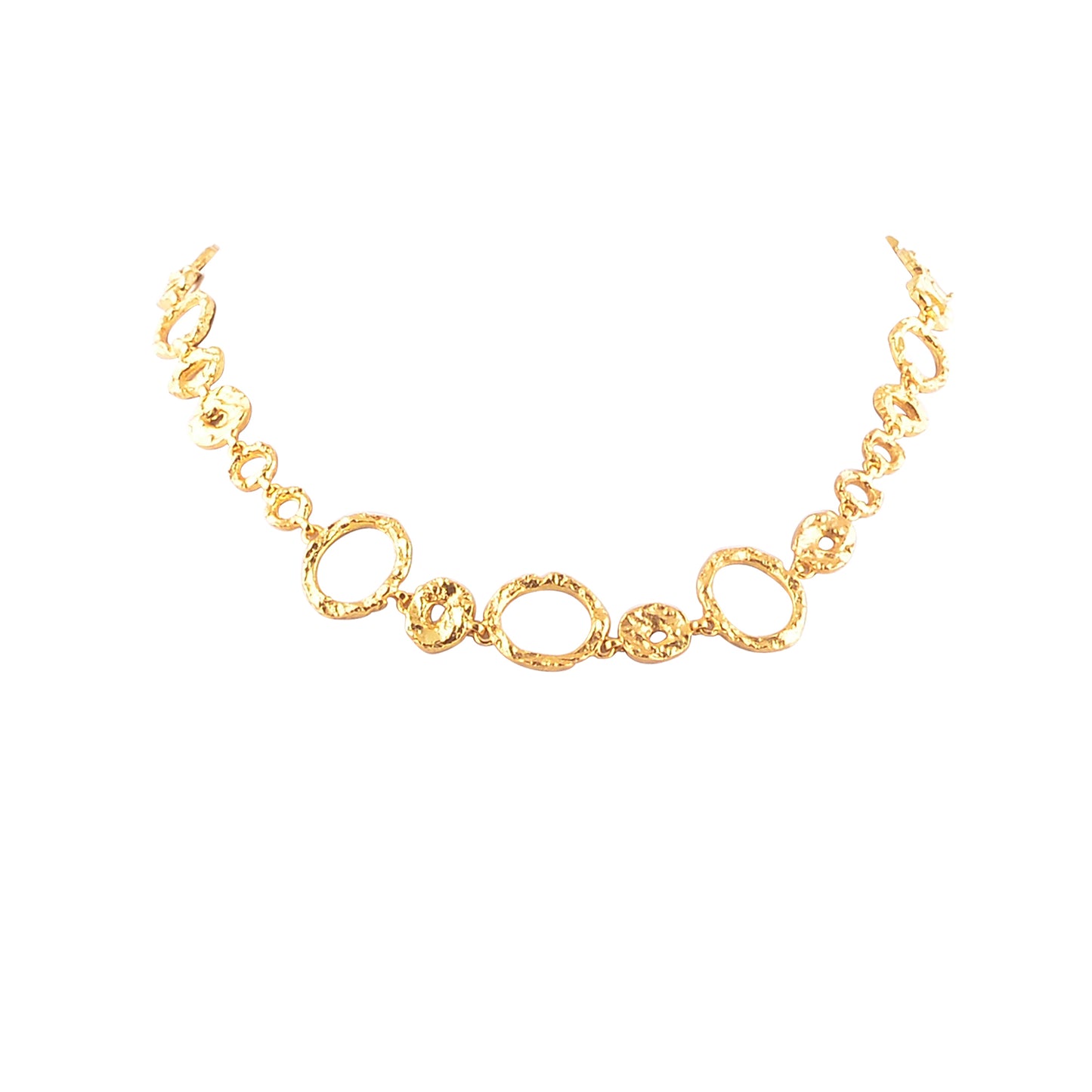 Buy Handmade Silver Gold Plated Beaten Disk Necklace