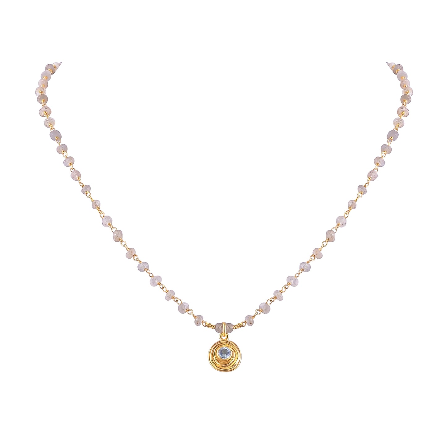 Buy Indian Handcrafted Silver Gold Plated Aquamarine Pendant/labrodarite Necklace