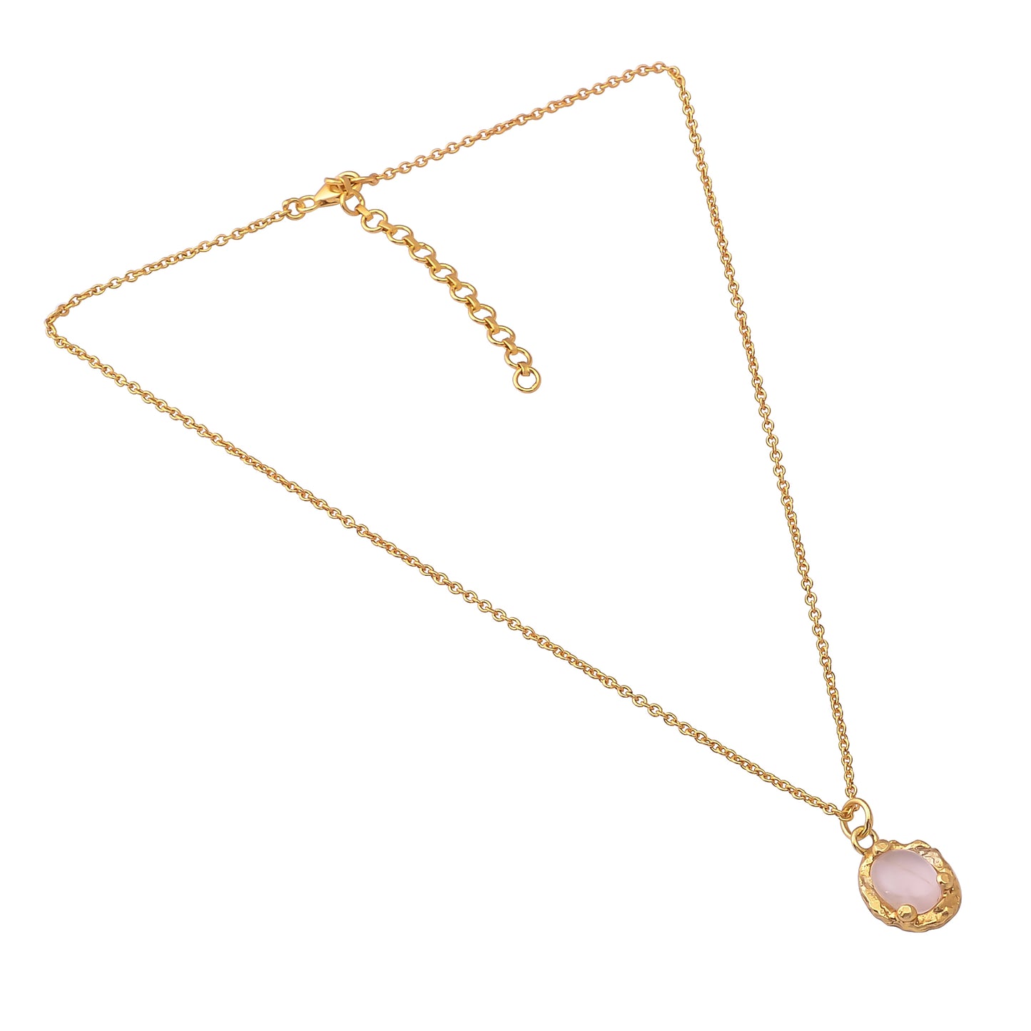 Buy Indian Handcrafted Silver Gold Plated Rose Quartz Pendant Necklace