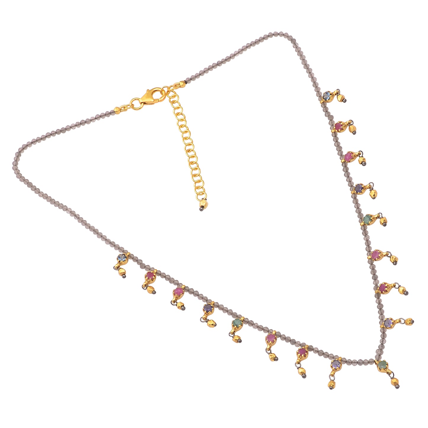 Buy Indian Handmade Silver Gold Plated Ruby/emerald/sapphire Pendant Smoky Necklace