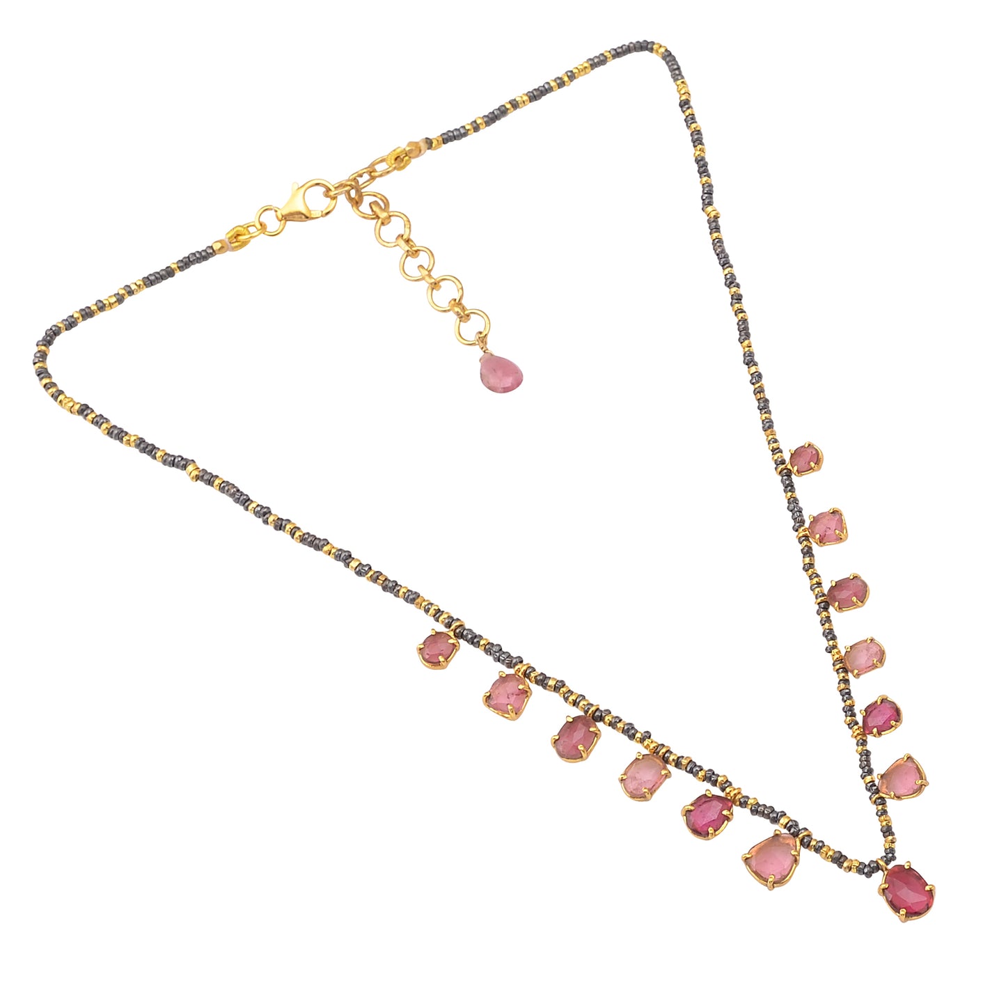 Buy Indian Handmade Silver Gold Black Plated Pink Tourmaline Pendant Necklace