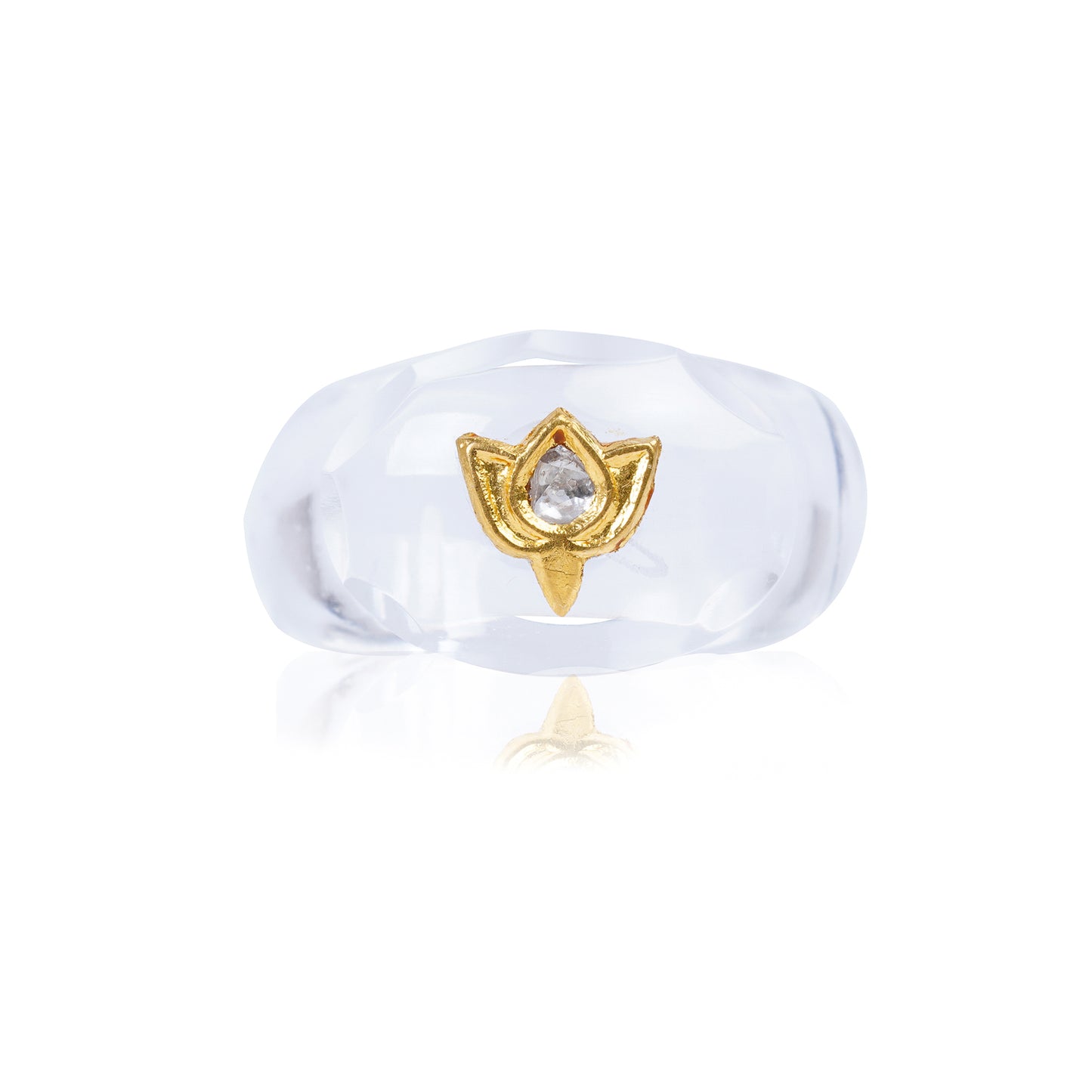 Crystal / Diamond with 24kt gold jadai Ring