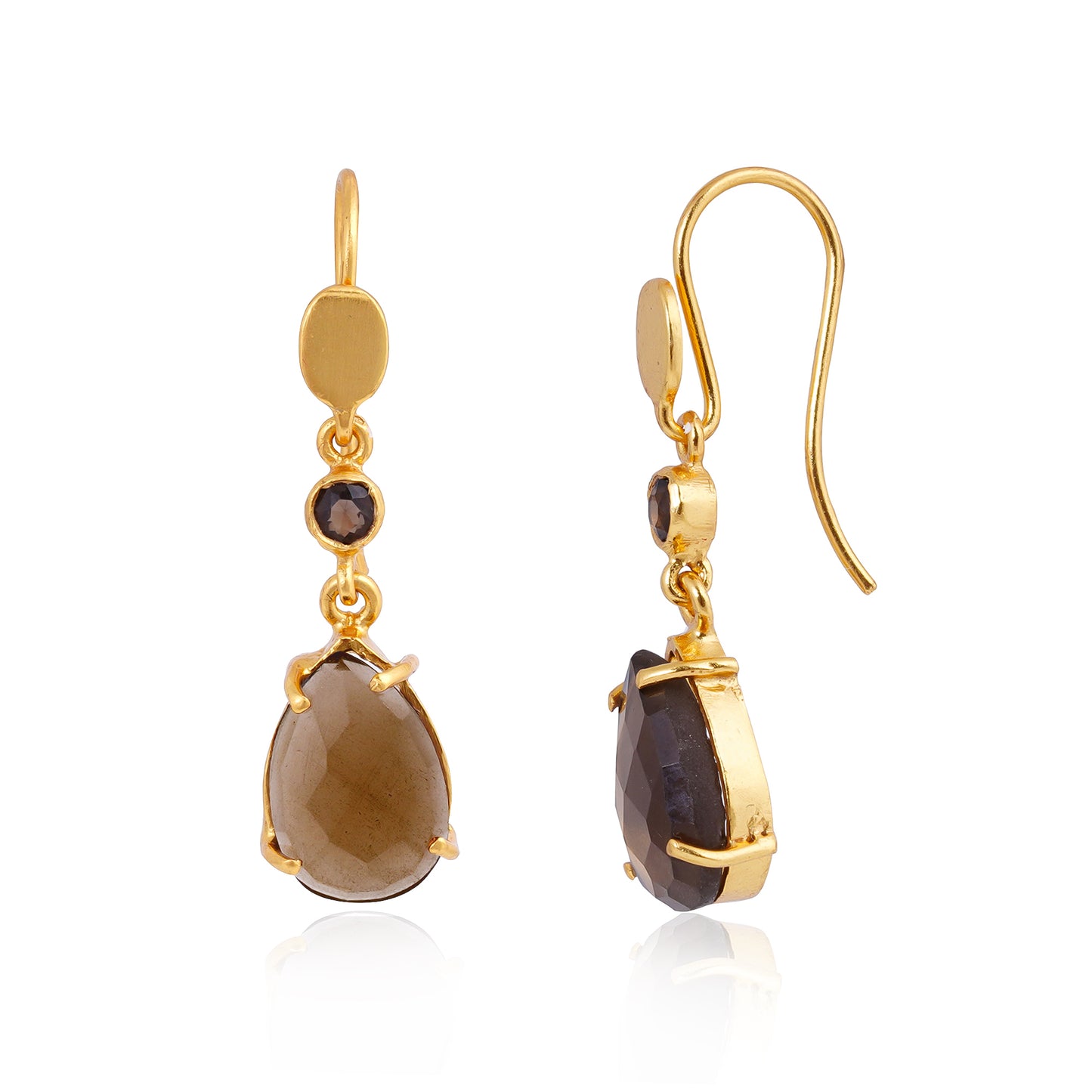 Handcrafted Silver Gold Plated Smokey Earring