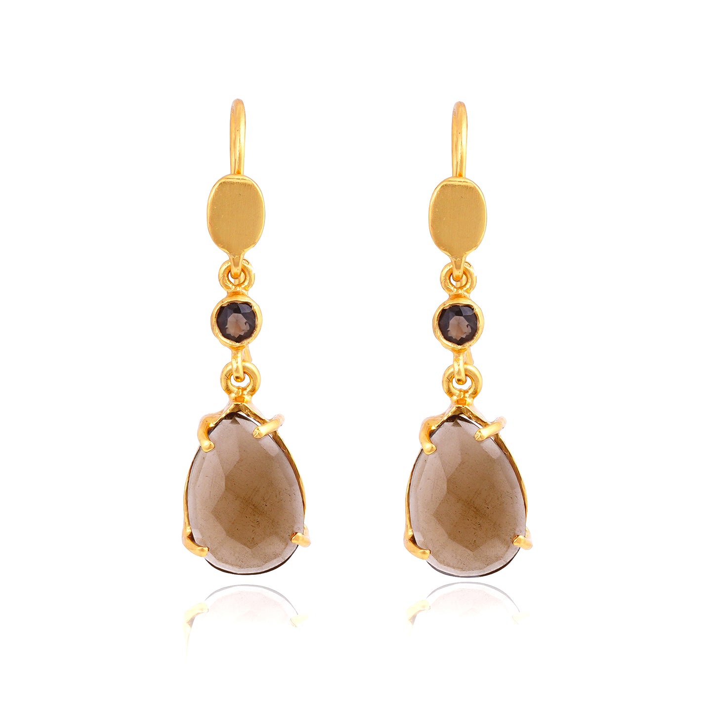 Handcrafted Silver Gold Plated Smokey Earring