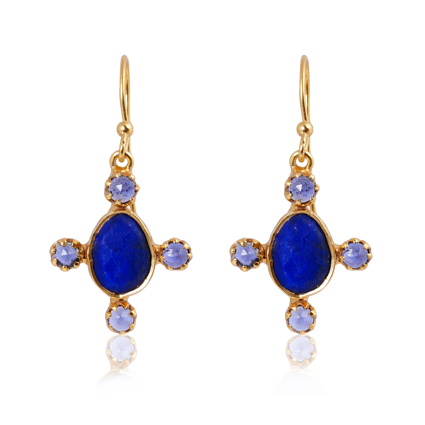 Buy Indian Handcrafted Silver Gold Plated Lapis / Iolite Earring