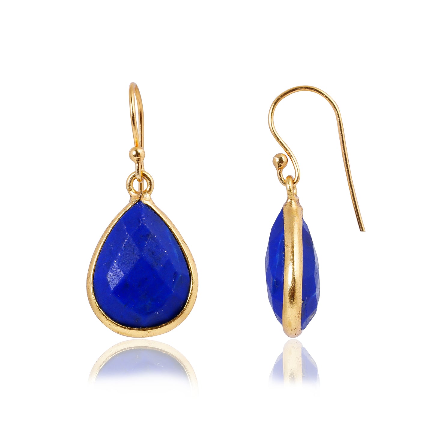 Buy Handcrafted Silver Gold Plated Blue Lapis Earring