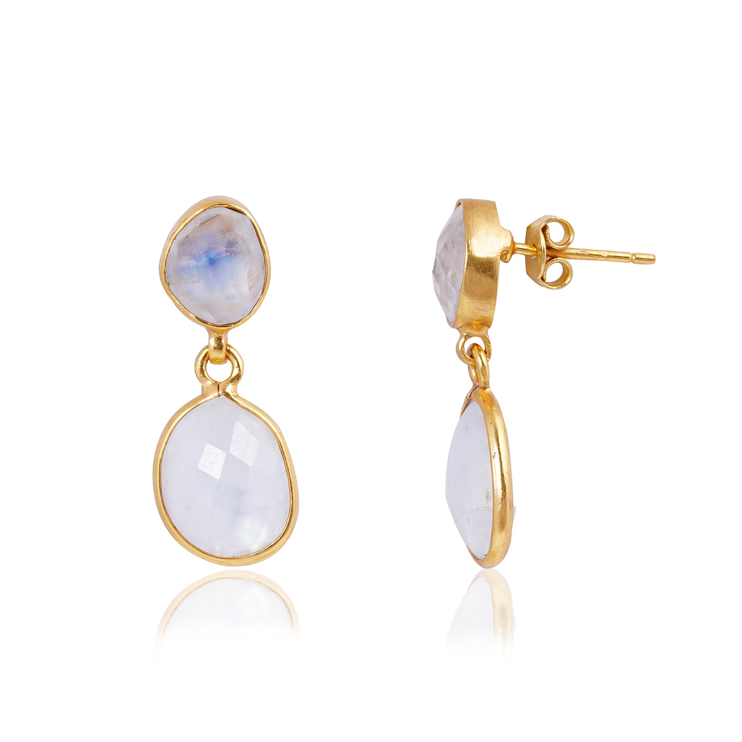 Buy Indian Handcrafted Silver Gold Plated Rainbow Moonstone Earring
