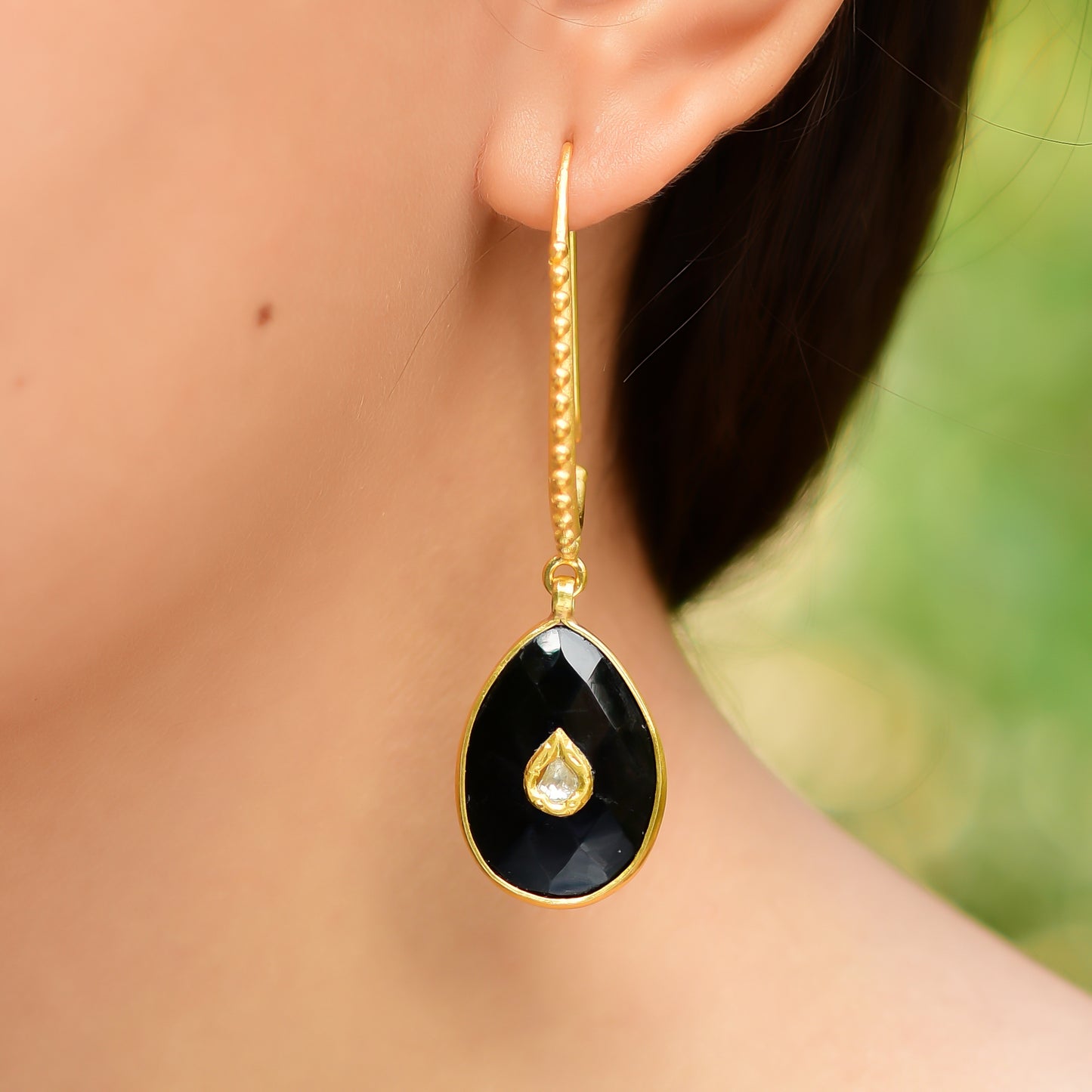 Buy Indian Handmade Silver Gold Plated Black Onyx/diamond Jadau Earring