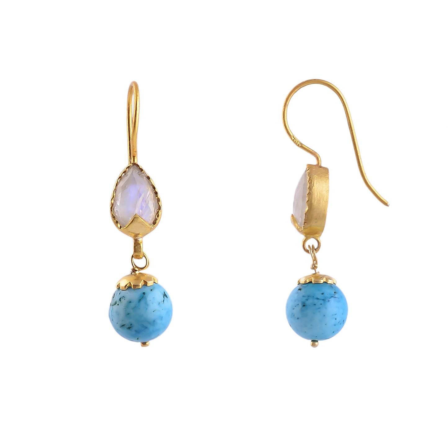 Buy Handmade Silver Gold Plated Rainbow Moonstone/turquoise Earring