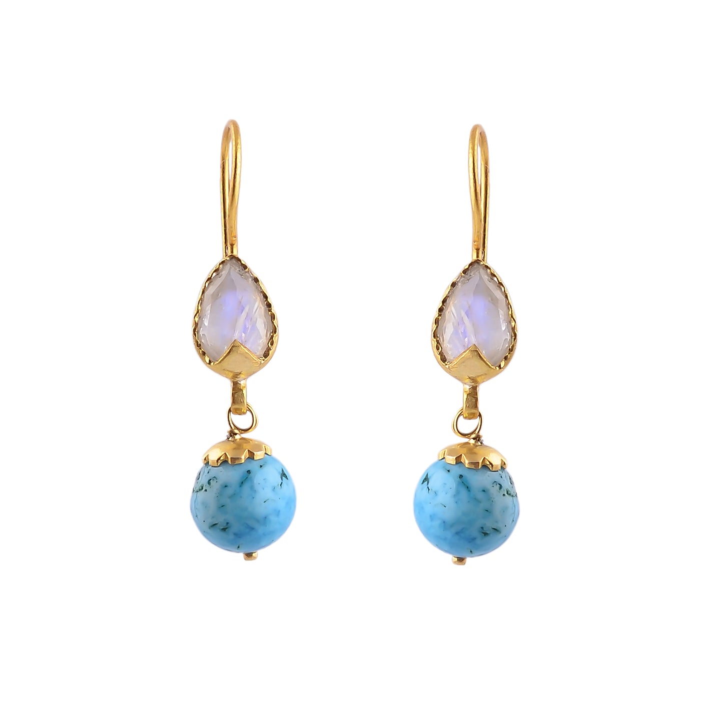 Buy Handmade Silver Gold Plated Rainbow Moonstone/turquoise Earring