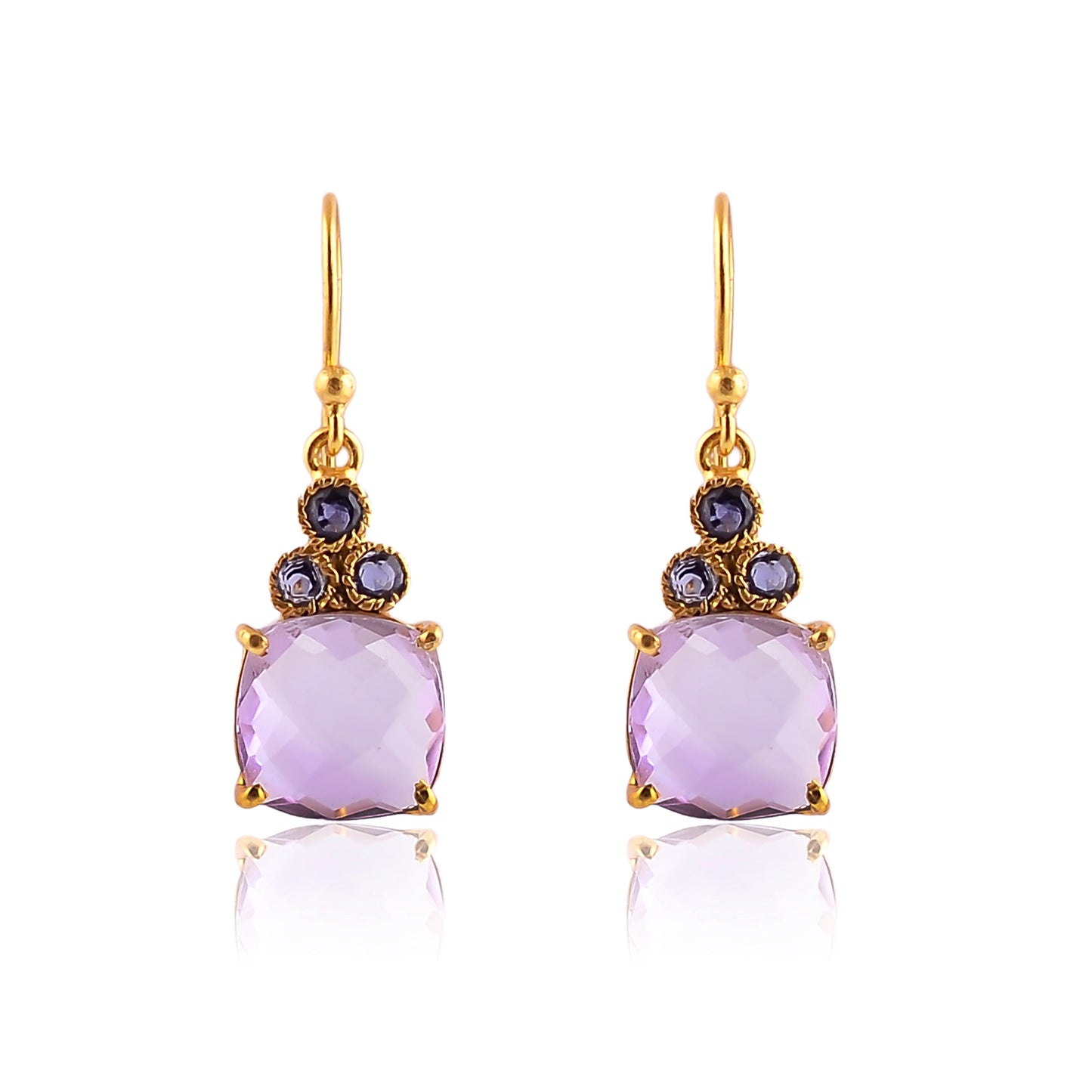 Buy Handmade Silver Gold Plated Amethyst/iolite Earring