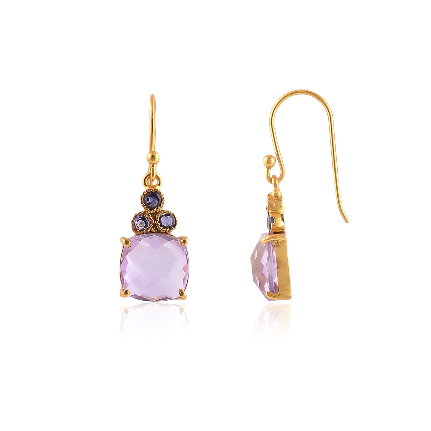 Buy Handmade Silver Gold Plated Amethyst/iolite Earring