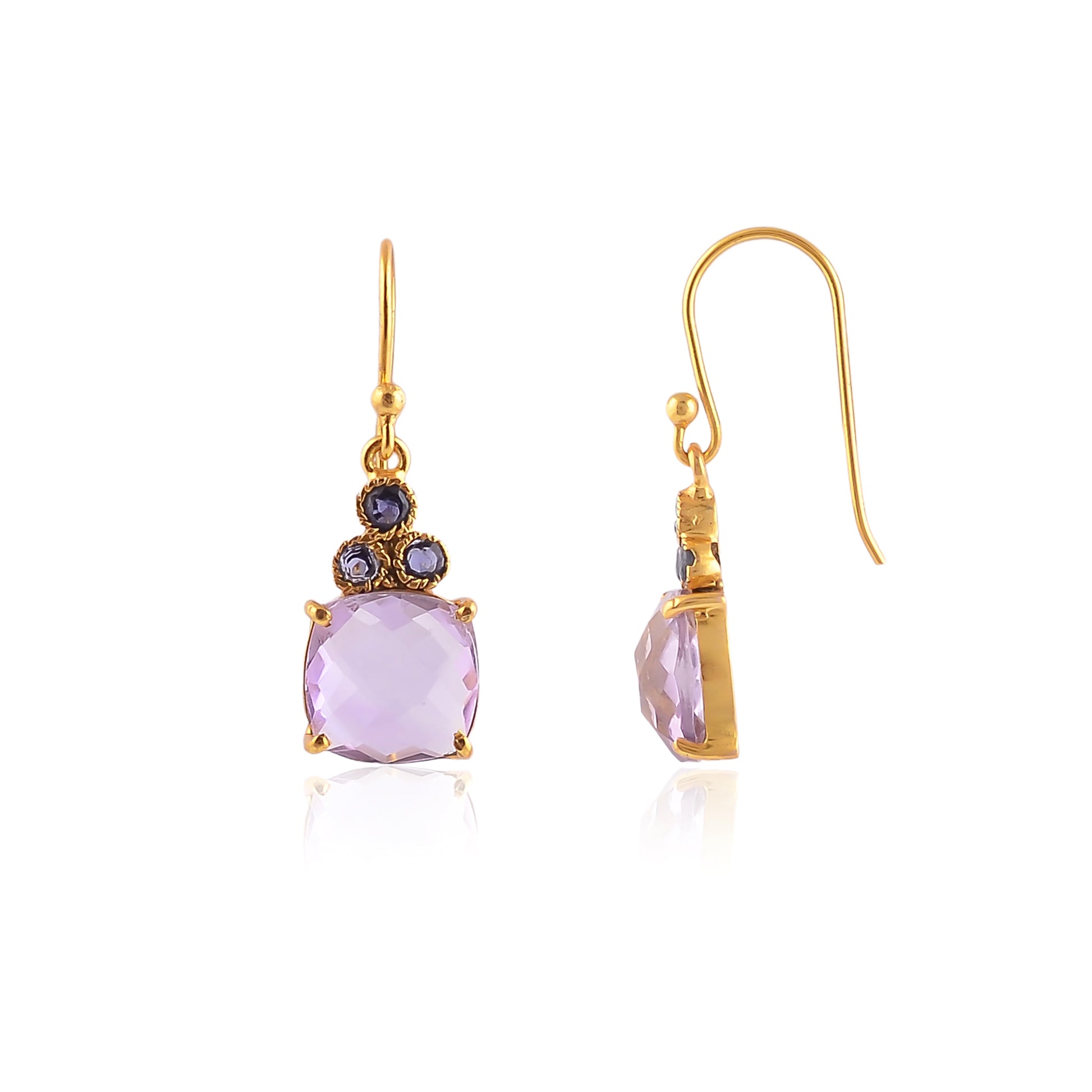 Buy Handmade Silver Gold Plated Amethyst/iolite Earring