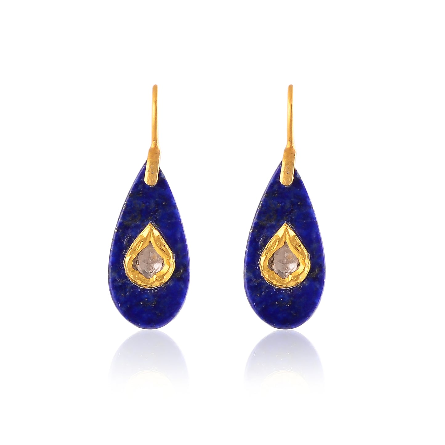 Buy Indian Handmade Silver Gold Plated Lapis Dimond Jadau Earring