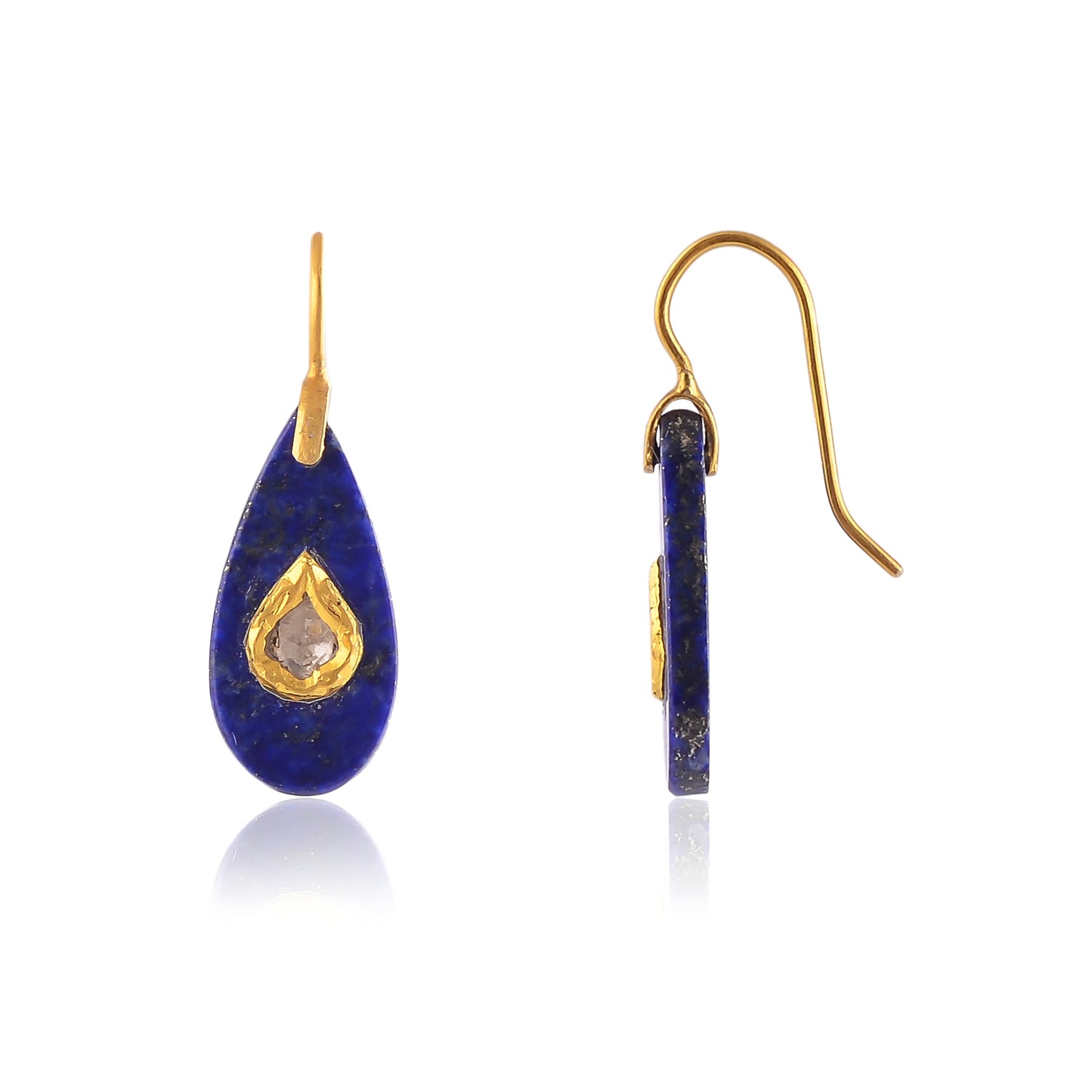Buy Indian Handmade Silver Gold Plated Lapis Dimond Jadau Earring
