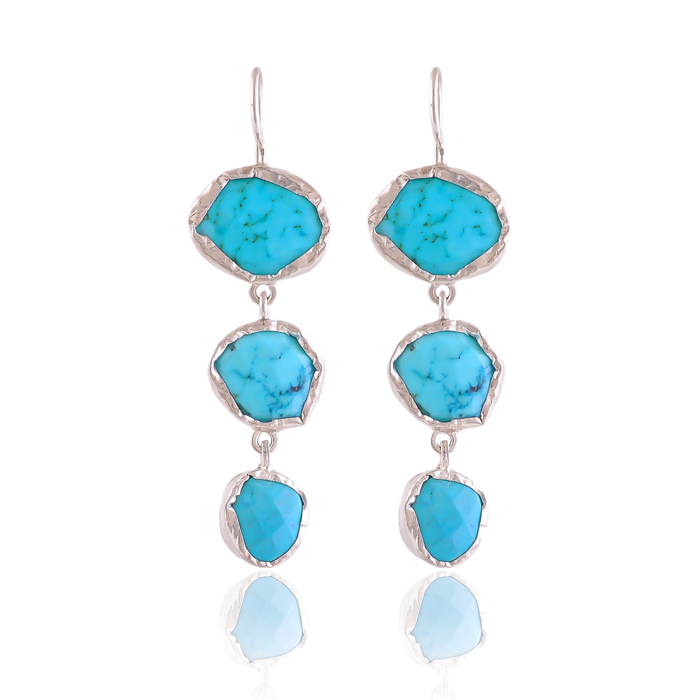 Buy Hand Crafted Silver Turquoise Crush Wrap Earring