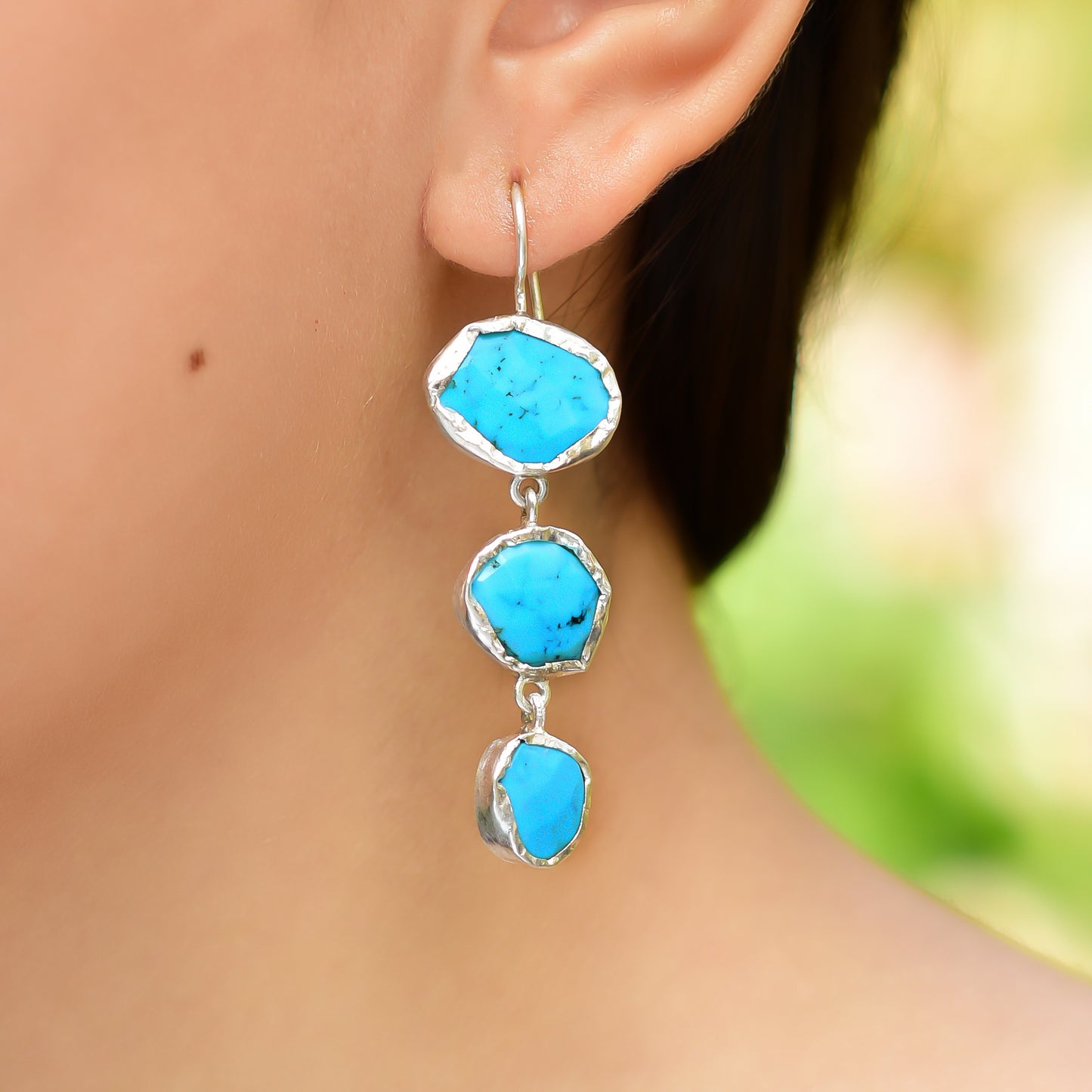 Buy Hand Crafted Silver Turquoise Crush Wrap Earring