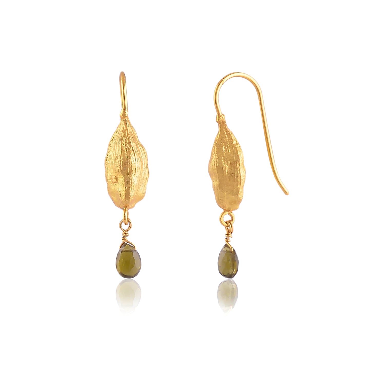 Buy Indian Handmade Silver Gold Plated Cardamom Seed Tourmaline Earring