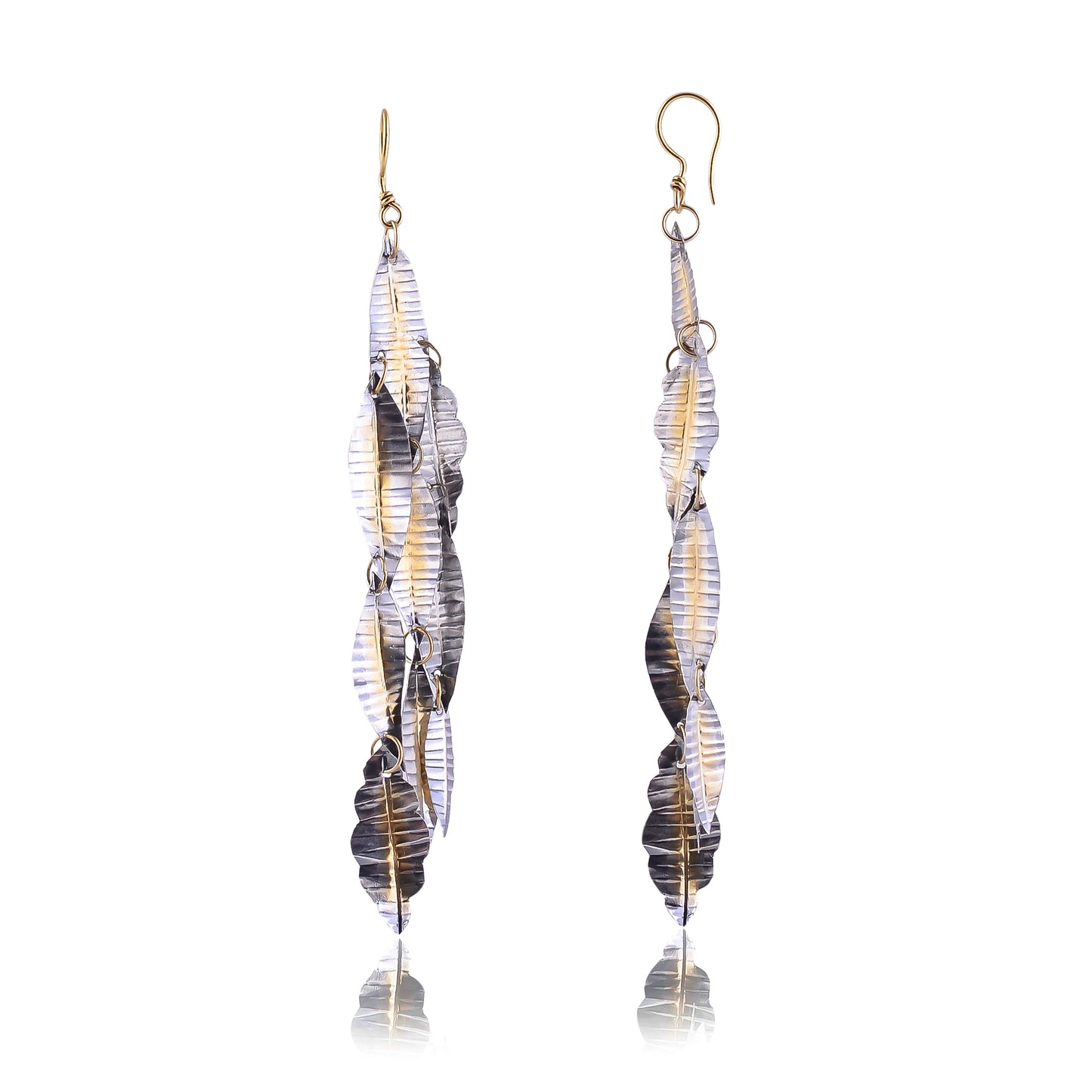 Buy Hand Crafted Silver Gold Oxidized Plated Leaf Cluster Earring